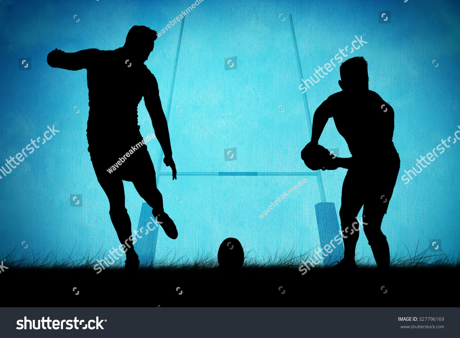 Silhouette Rugby Player Against Rugby Pitch Stock Illustration ...