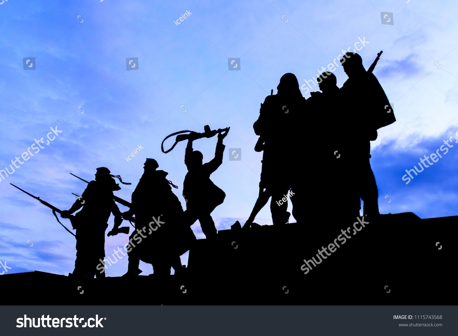 Silhouette Statue Soldiers Marching War Monument Stock Photo (Edit Now ...