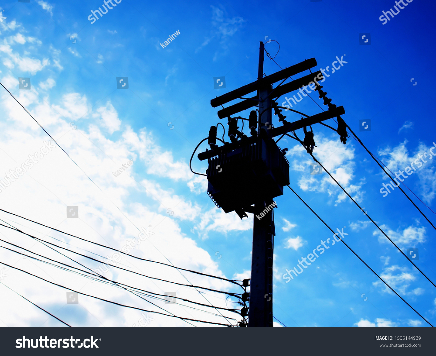 Silhouette Transformers Power Lines On Side Stock Photo (Edit Now ...