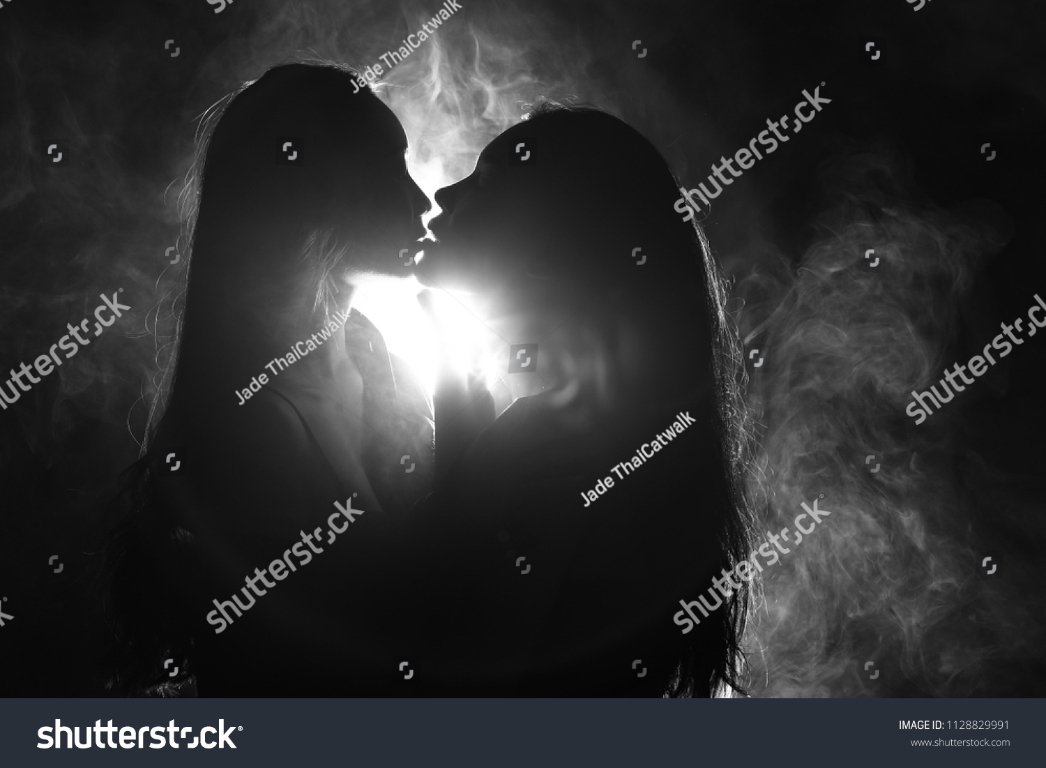 Silhouette Two Sexy Woman Kissing Holding Stock Photo Edit Now