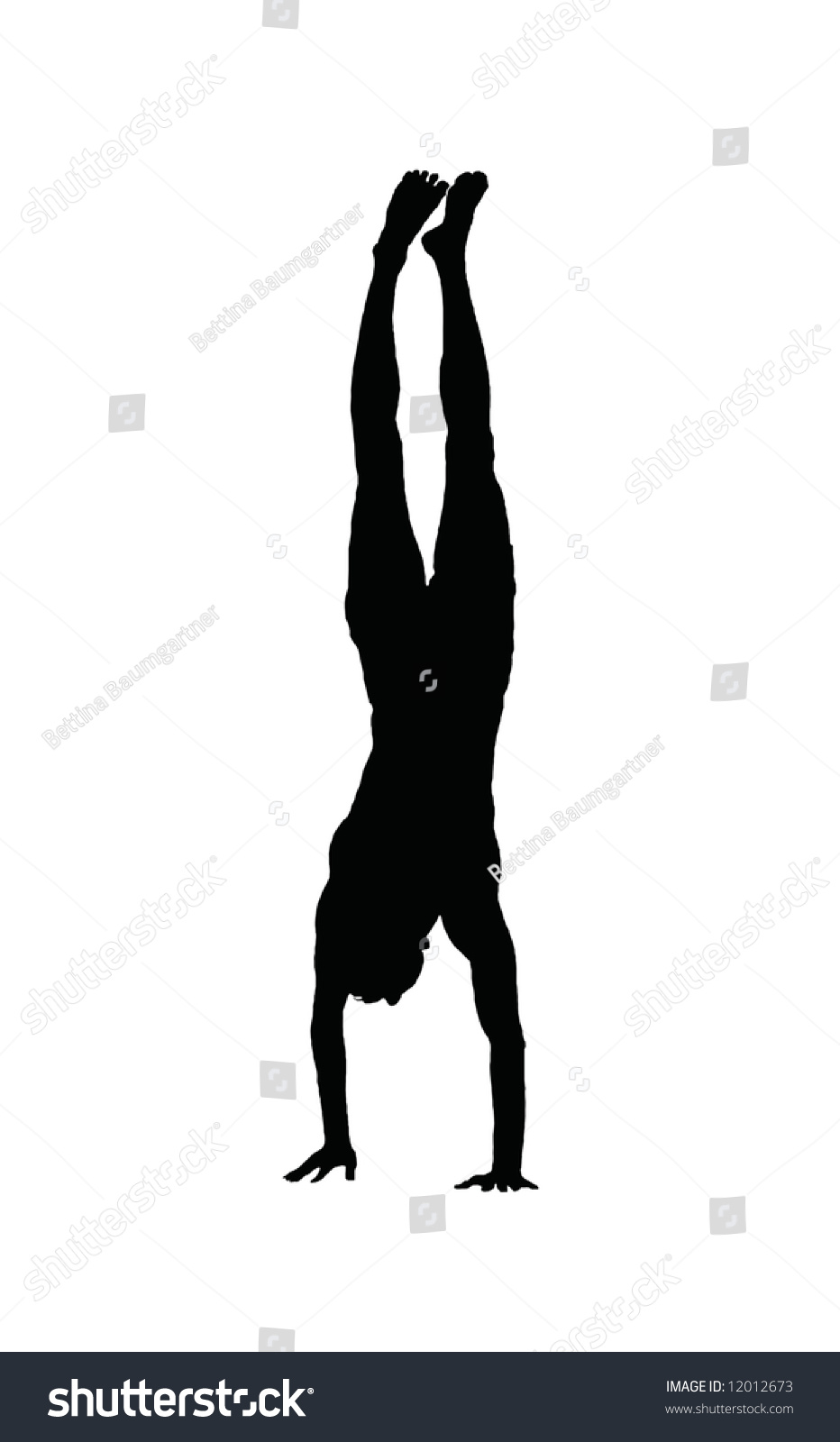 Silhouette Young Man Making Hand Stand Stock Illustration 12012673 ...