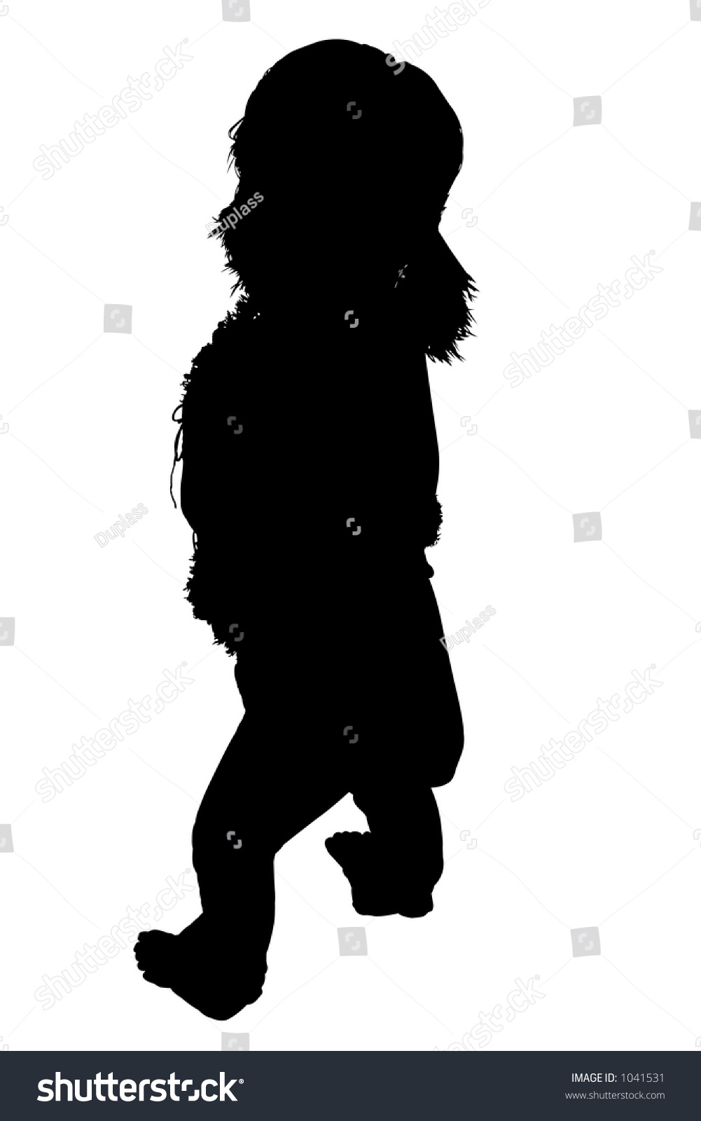 Silhouette Over White With Clipping Path. Woman Standing Looking Over ...