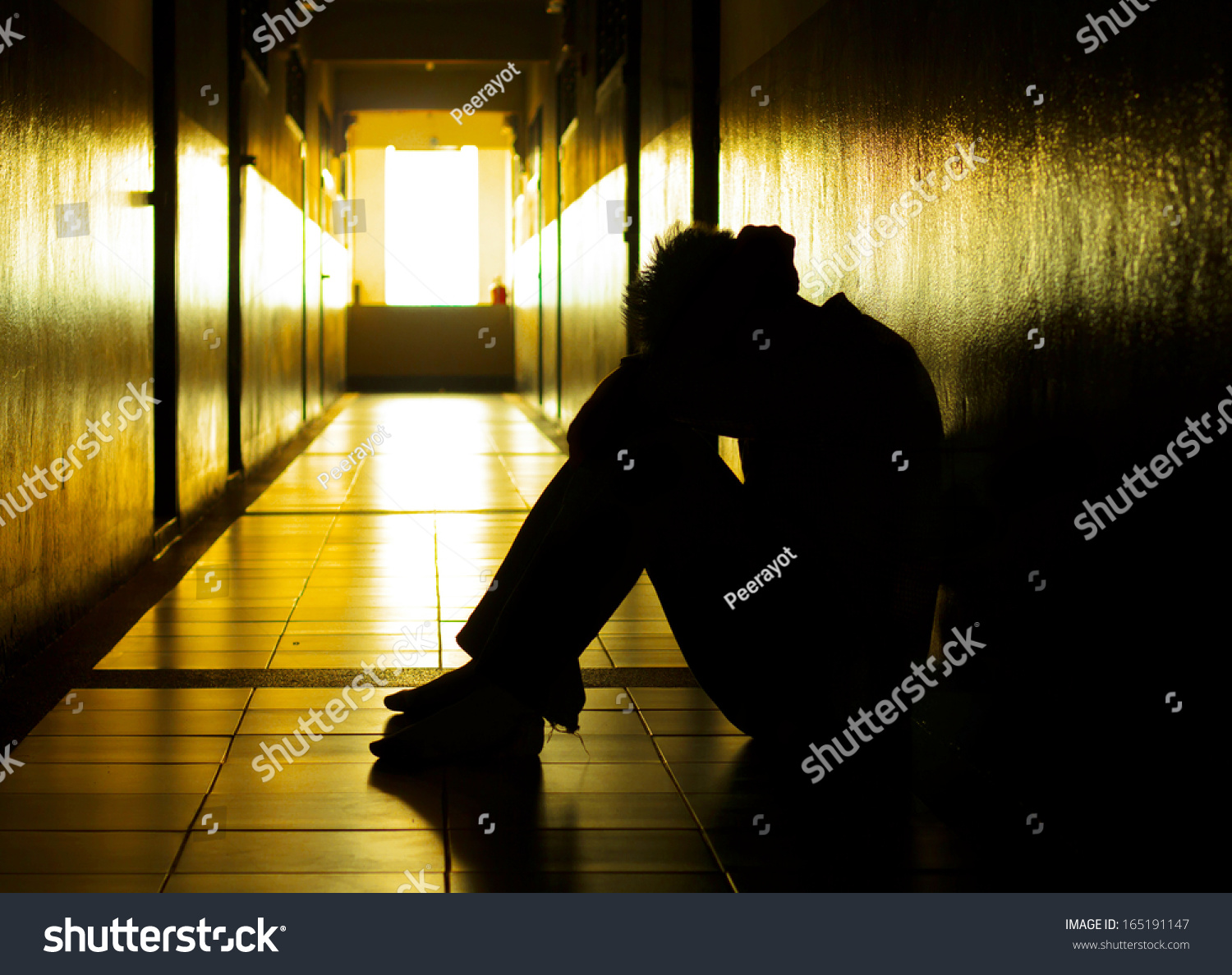 Silhouette Sad Man Dramatic Light Stock Photo 165191147 | Shutterstock