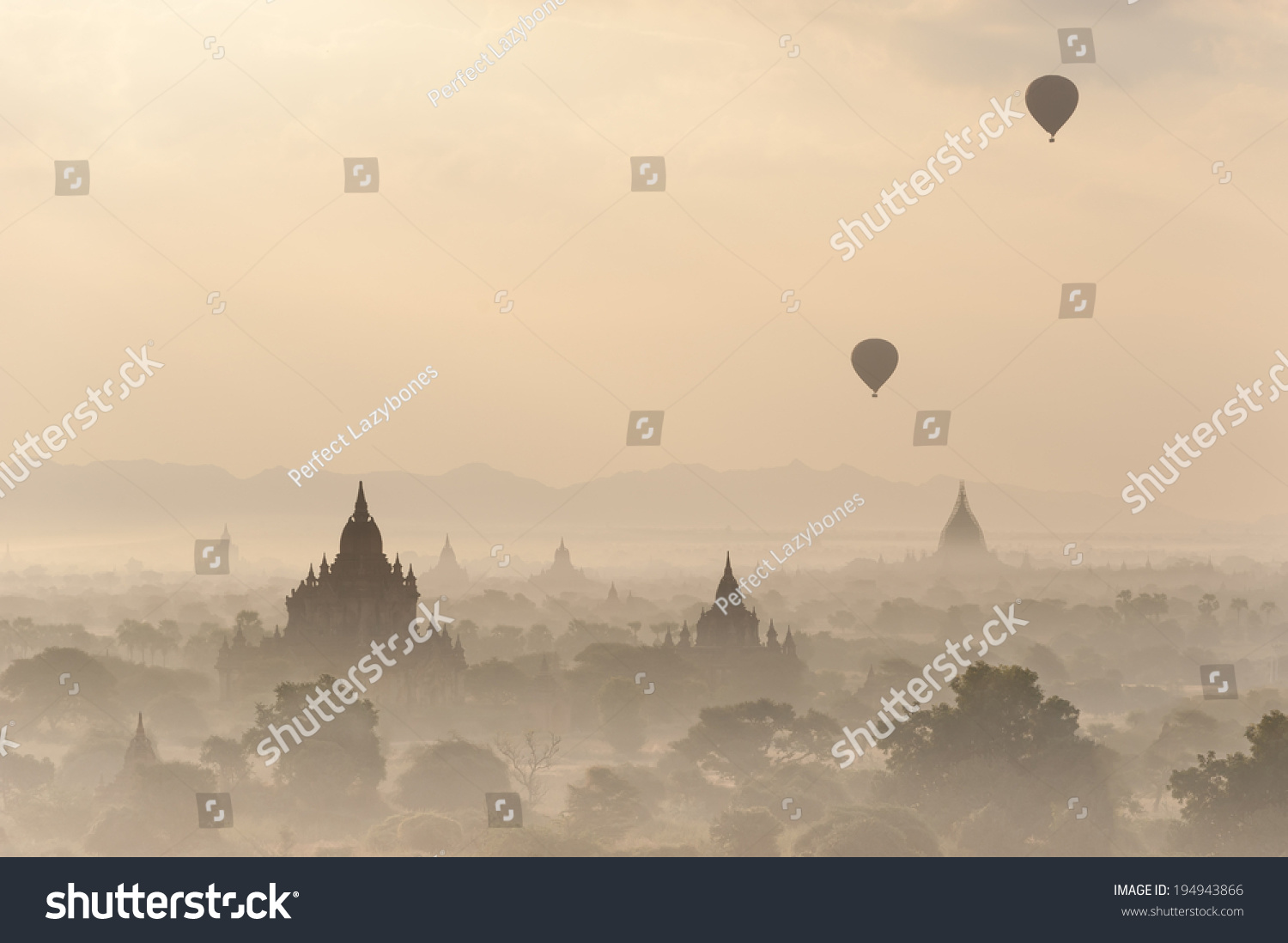 Silhouettes Of Balloons And Ancient Sulamani And Tha Beik Hmauk Gu ...