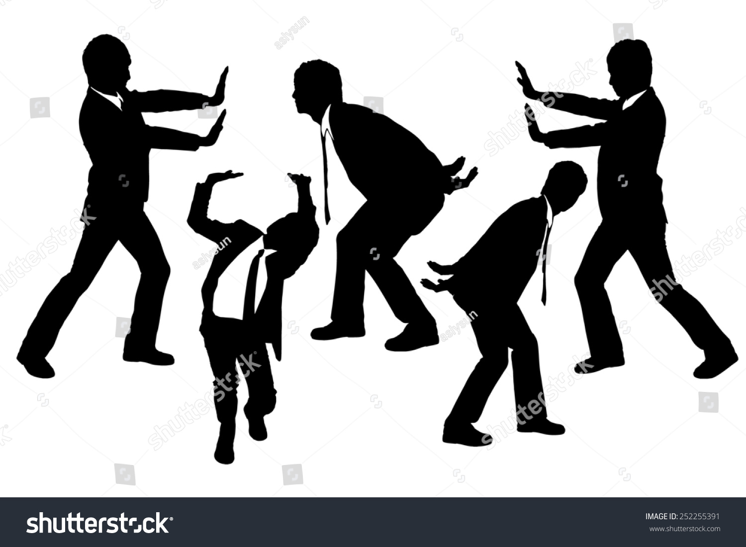 Silhouettes Businessmen Push Holding Something Heavy Stock Illustration ...