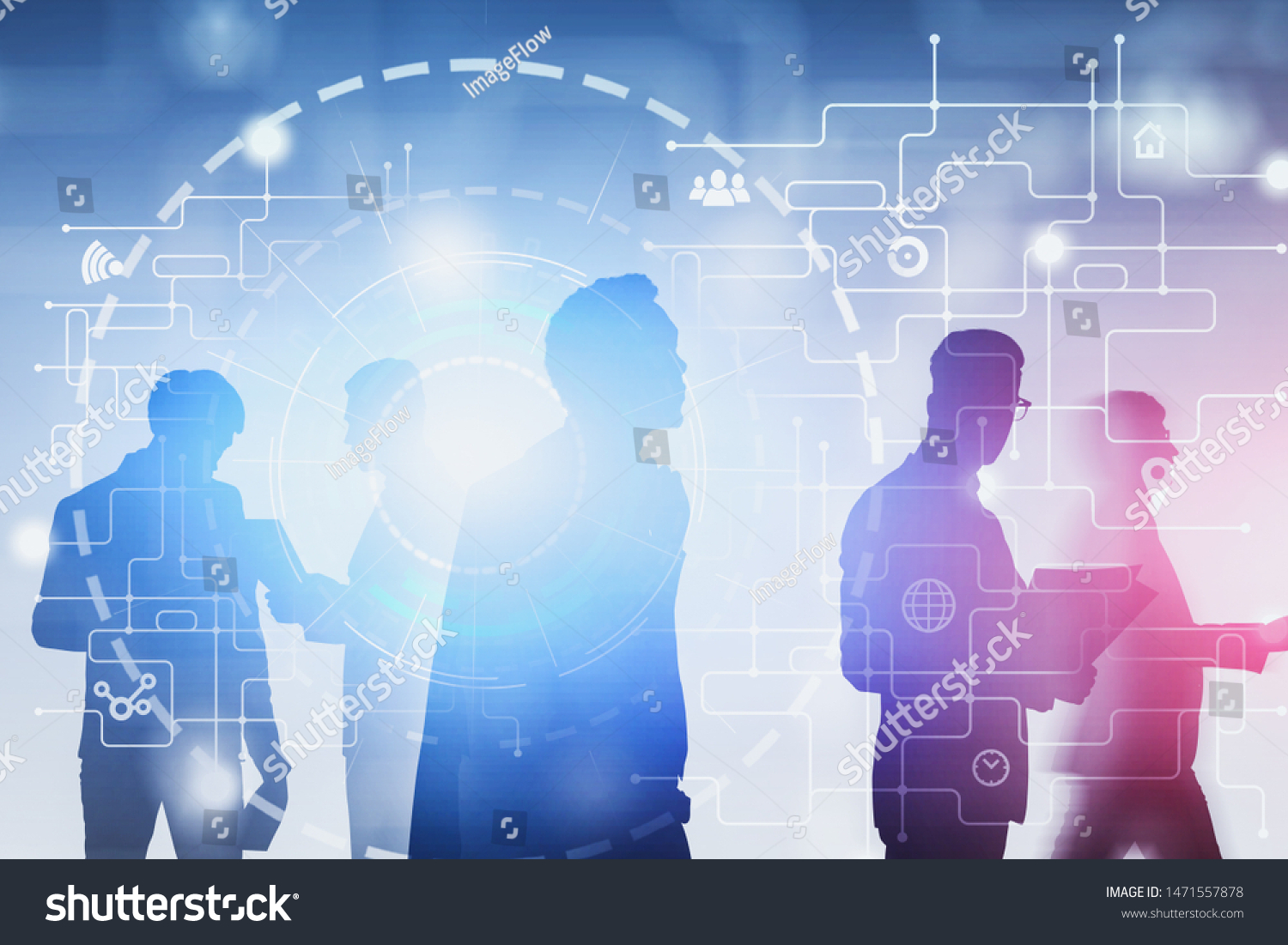 Silhouettes Diverse Business People Working Together Stock Photo ...