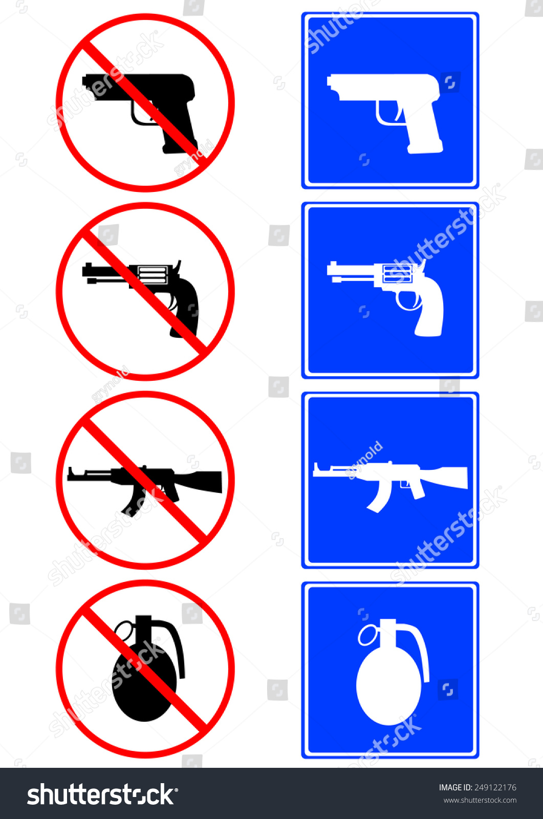 Silhouettes Weapons On Road Signs Stock Illustration 249122176 ...