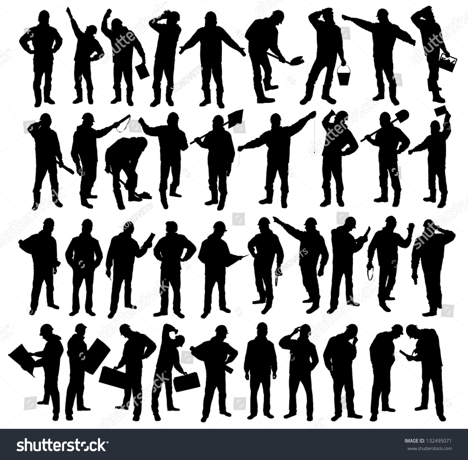 Silhouettes Workers Stock Illustration 132495071 - Shutterstock