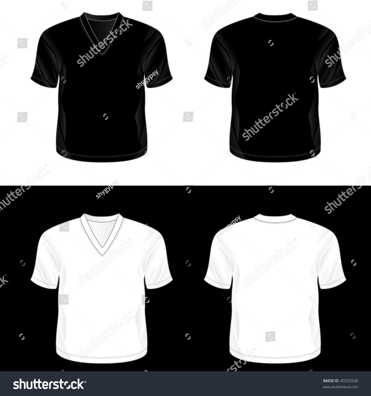 Silkscreen series. Black and white realistic blank v-neck t-shirt Intended For Blank V Neck T Shirt Template