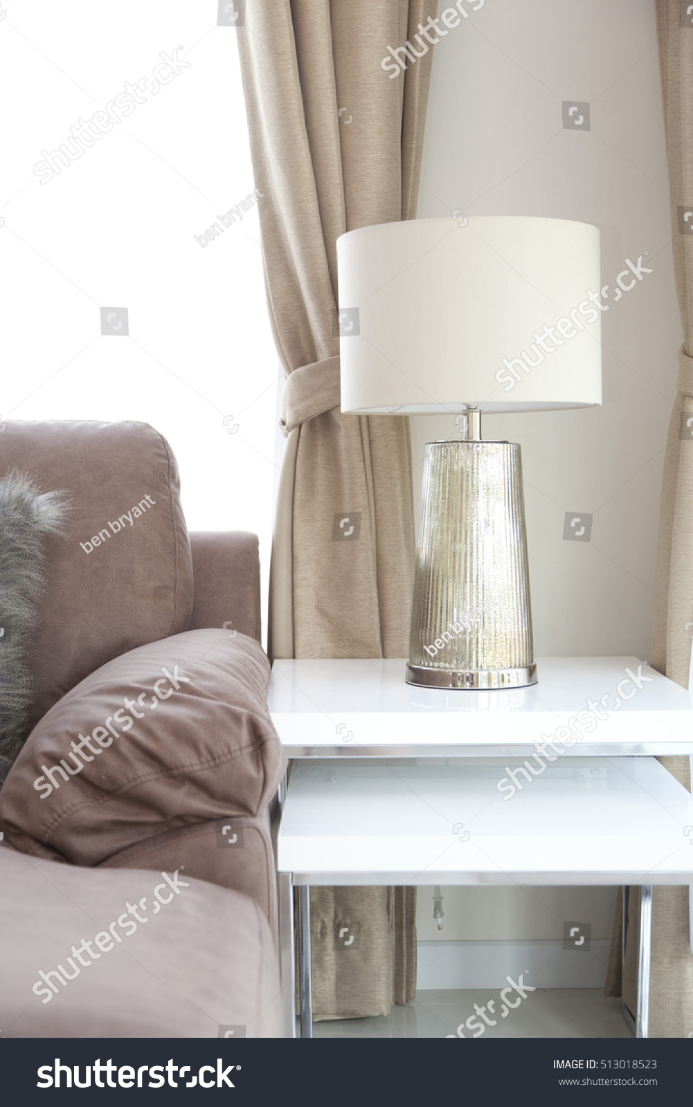 Silver Base Table Lamp Living Room Stock Photo Edit Now 513018523