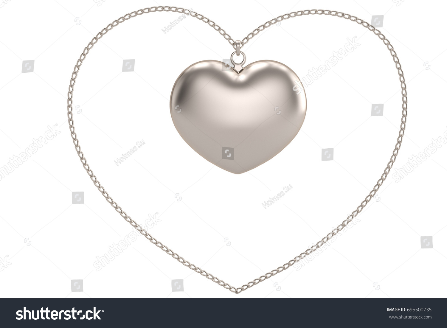 Silver Pendant Shape Heart On Chain Stock Photo 328520669 