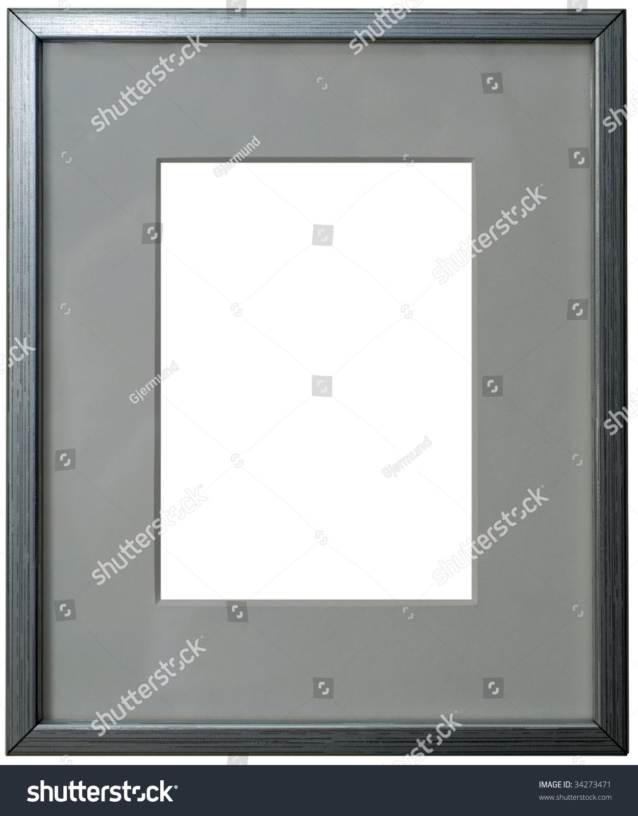 Silver Frame Passepartout Isolated On White Stock Photo 34273471 ...