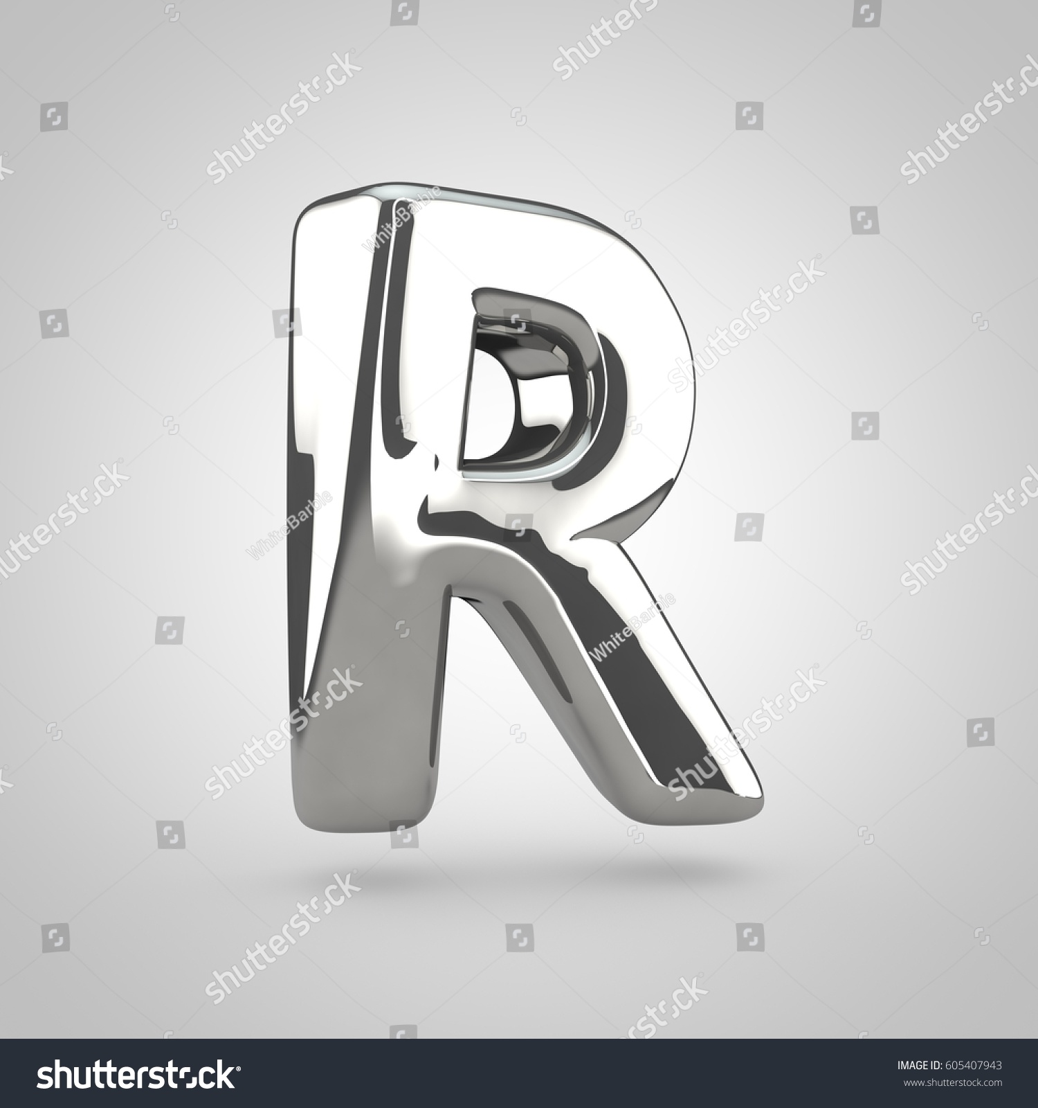 Silver Letter R Uppercase 3d Rendering Stock Illustration 605407943