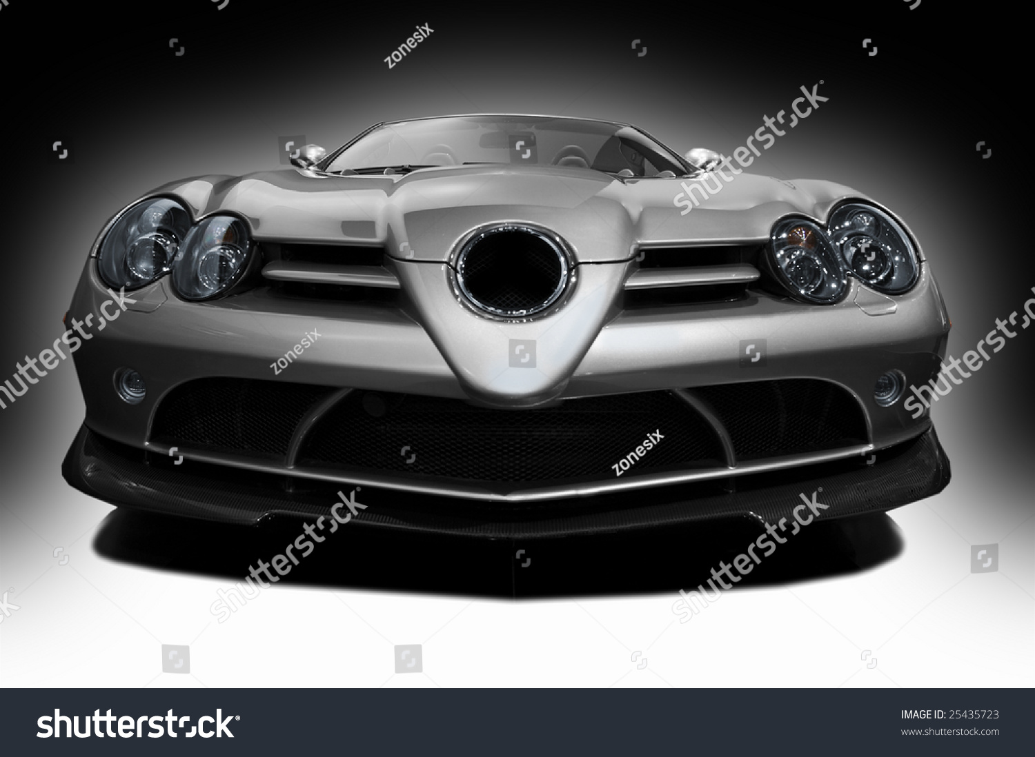 Silver Sports Car On Black Background: foto de stock (editar ahora