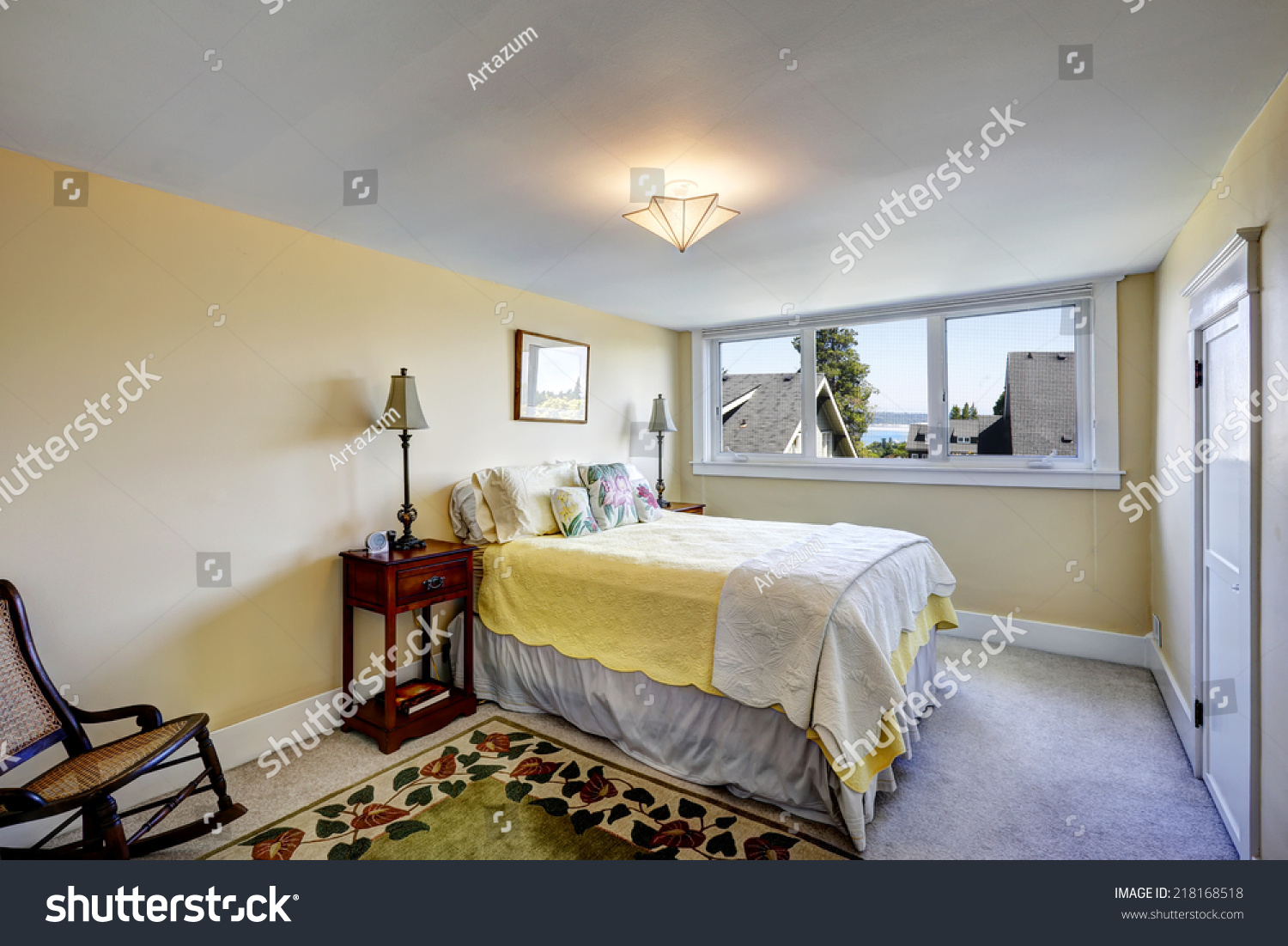 Simple Bedroom Interior Soft Ivory Color Stock Photo Edit
