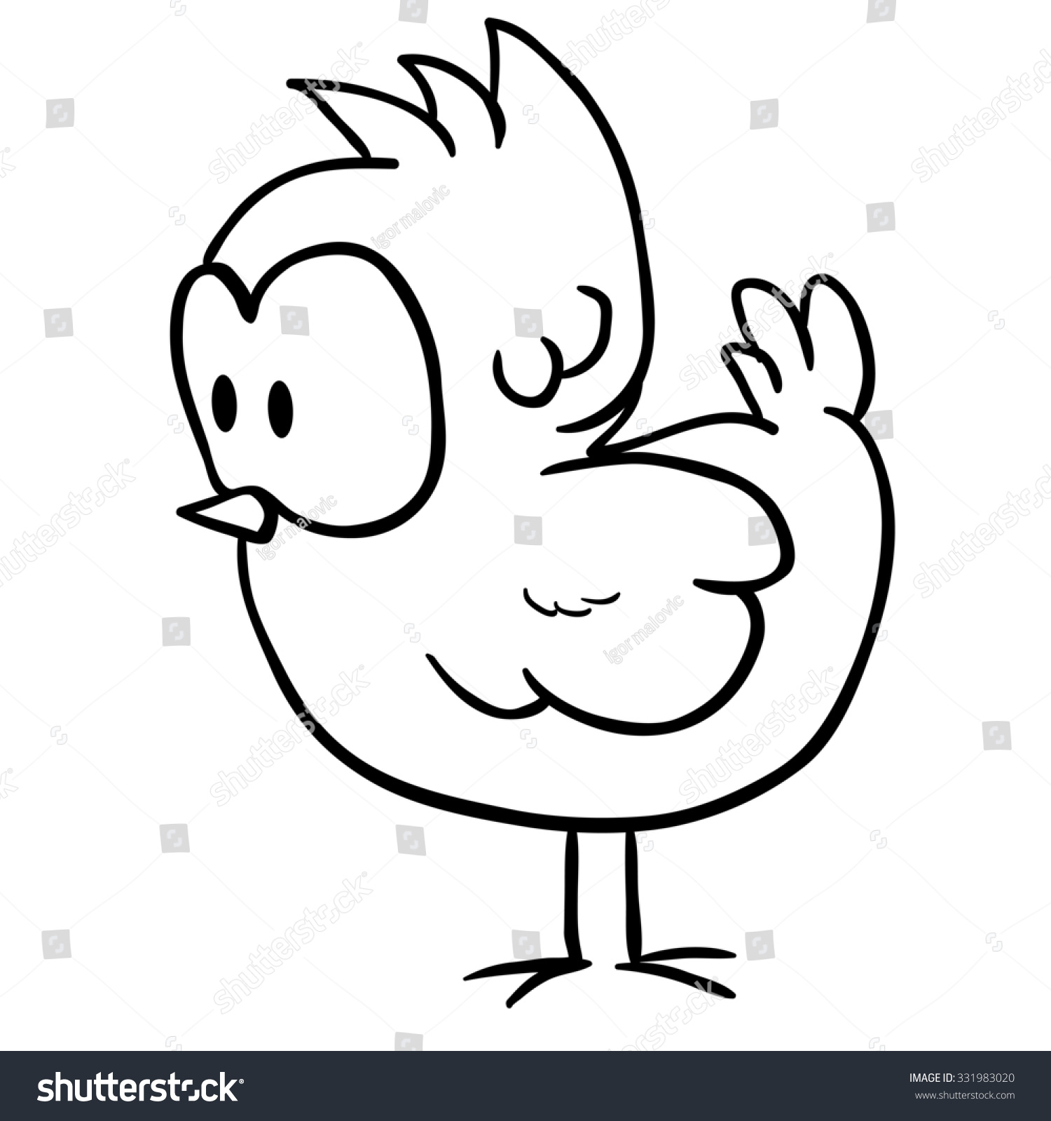 Simple Black And White Chicken Cartoon Stock Photo 331983020 : Shutterstock