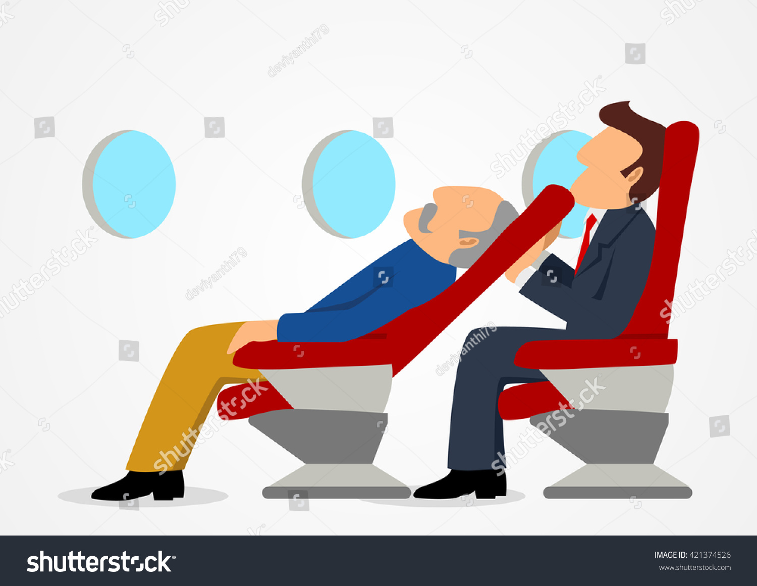 Simple Cartoon Passenger Sitting Uncomfortable Against Stock