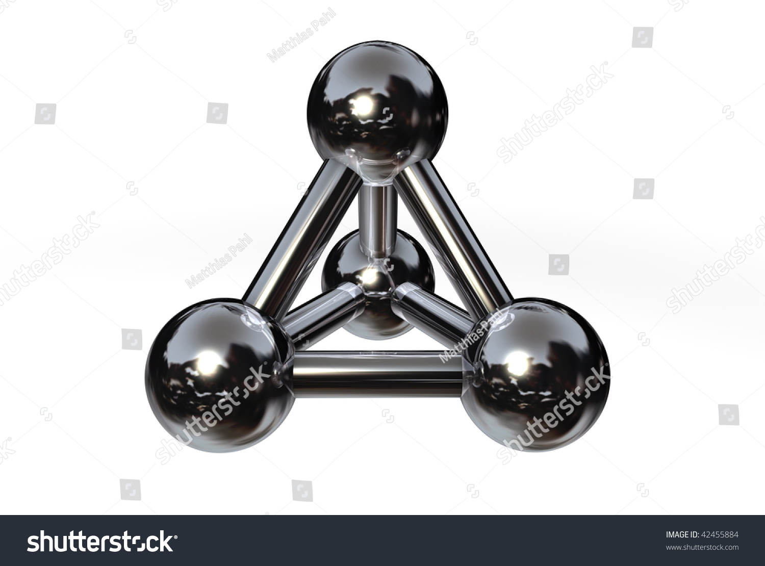 Simple Chrome/Silver/Steel Molecular Structure Rendered In 3d - No ...