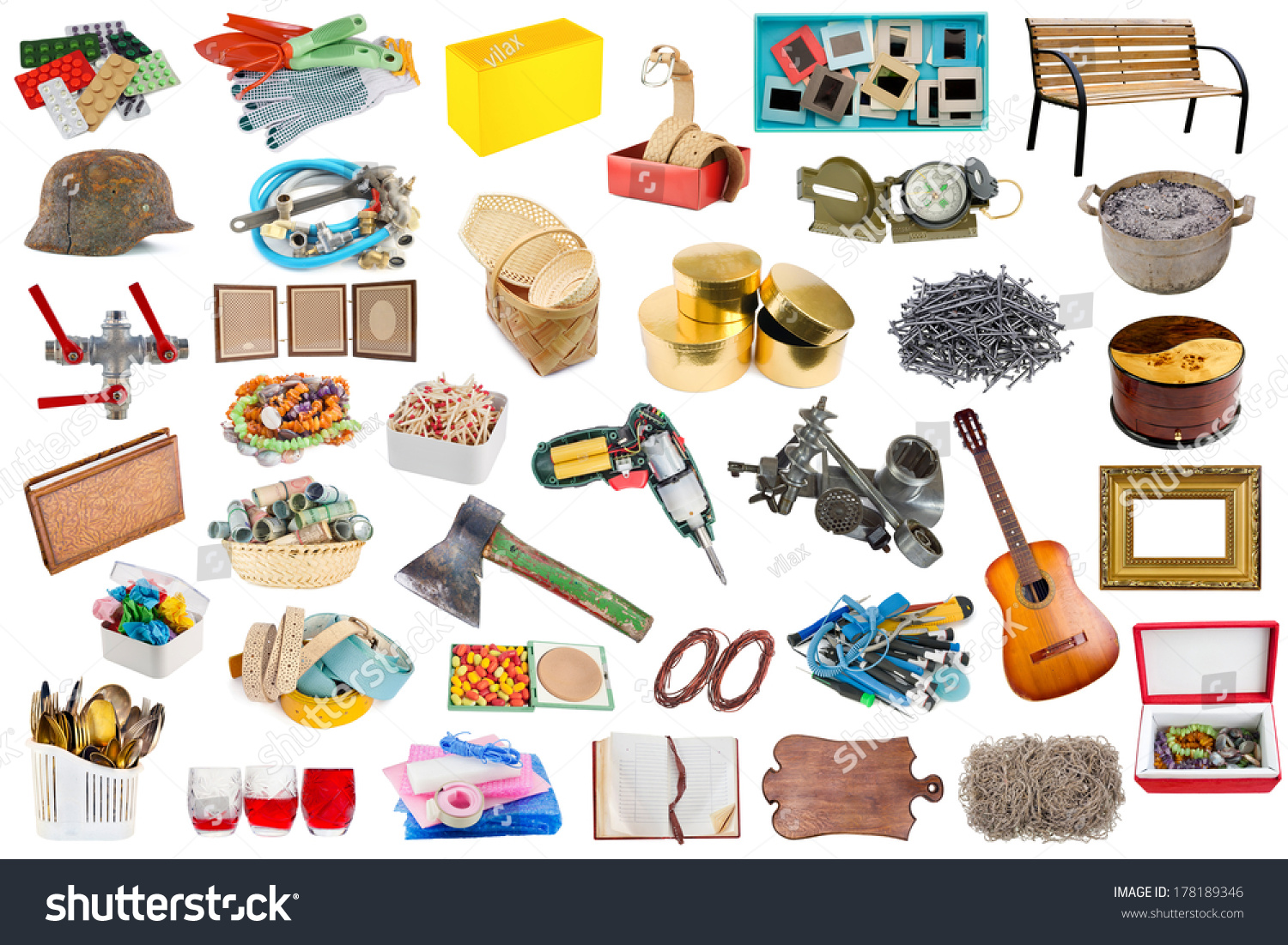 Simple Common Household Objects Tools Isolated Stock Photo ...