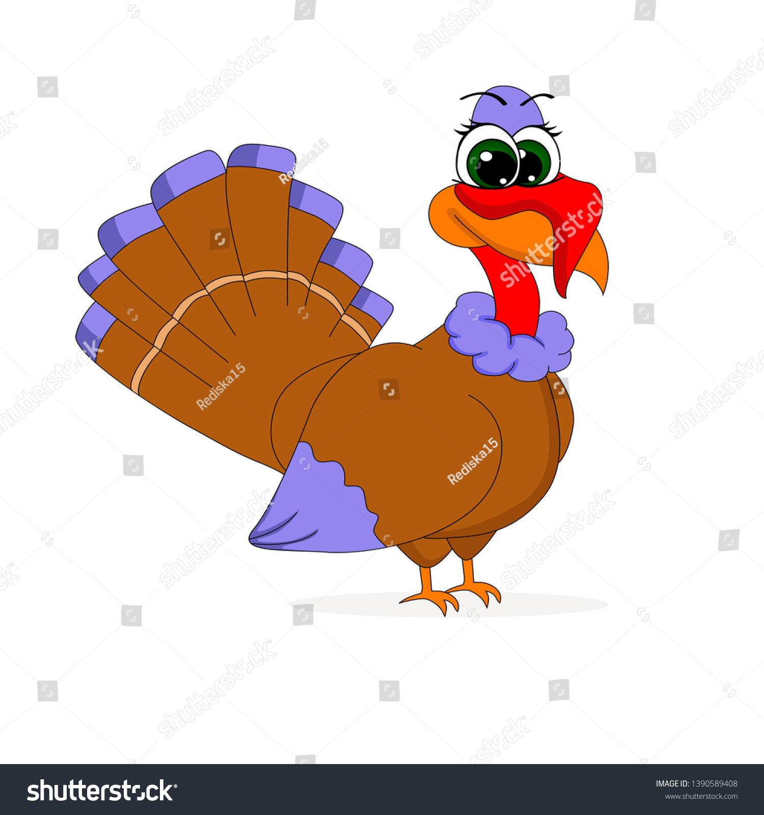 Simple Drawing Cartoon Turkey Illustration Stock Illustration 1390589408