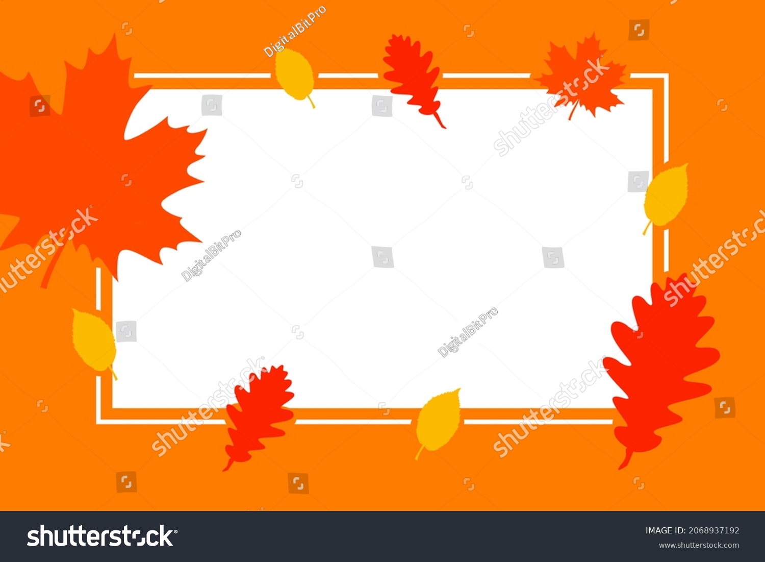 Simple Fall Autumn Orange Background Border Stock Illustration 2068937192