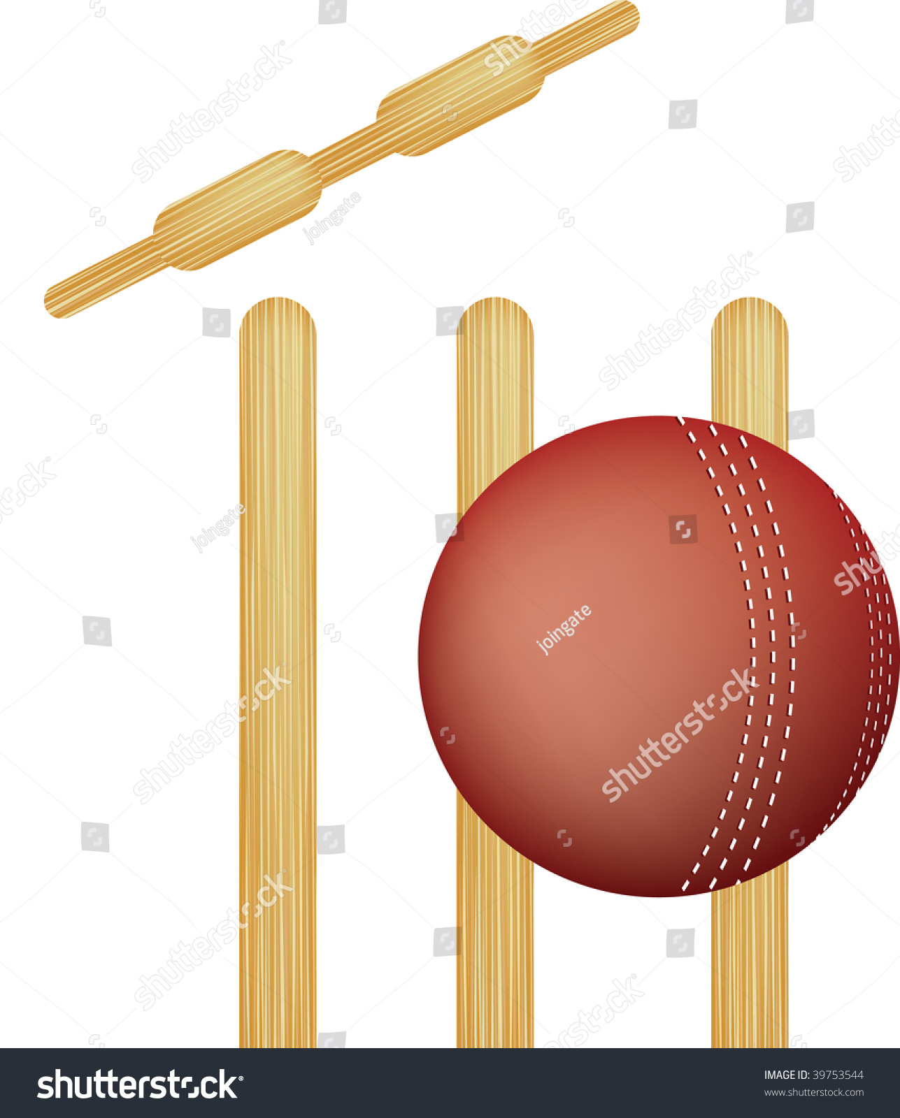 Simple Icon Style Illustration Of Cricket Stumps And Ball - 39753544 ...