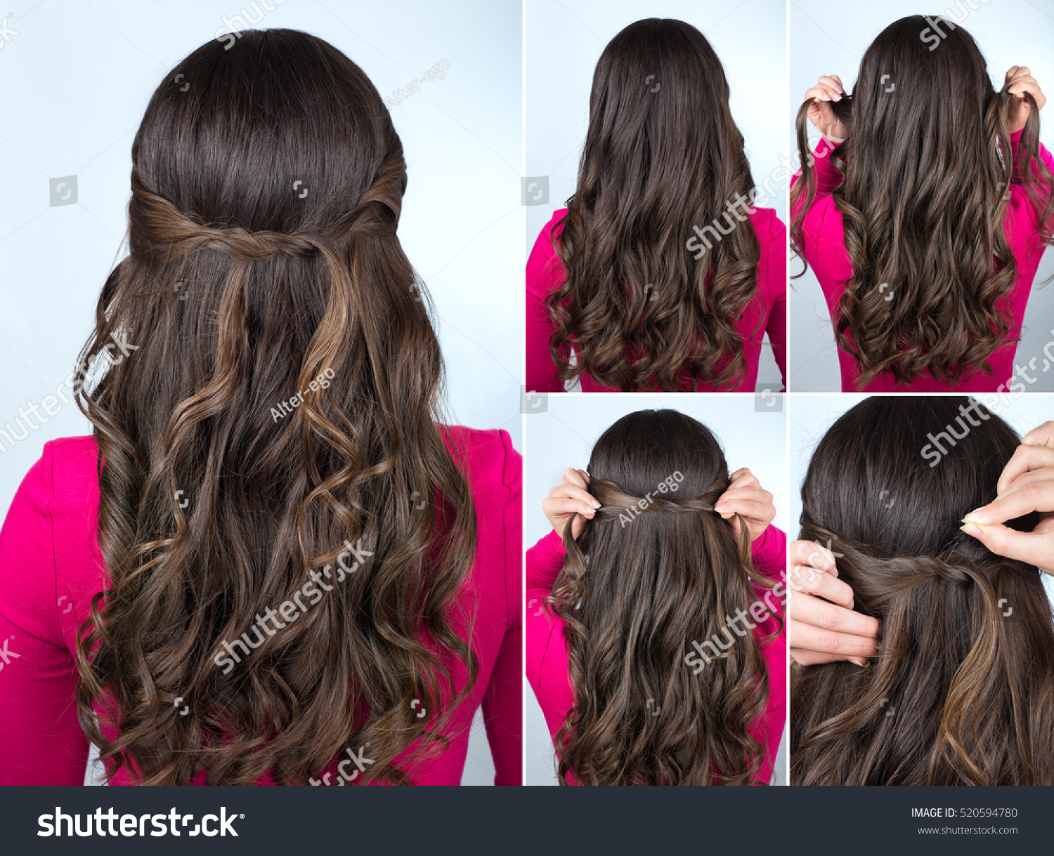 Simple Knotted Hairstyle On Curly Hair Stock Photo 