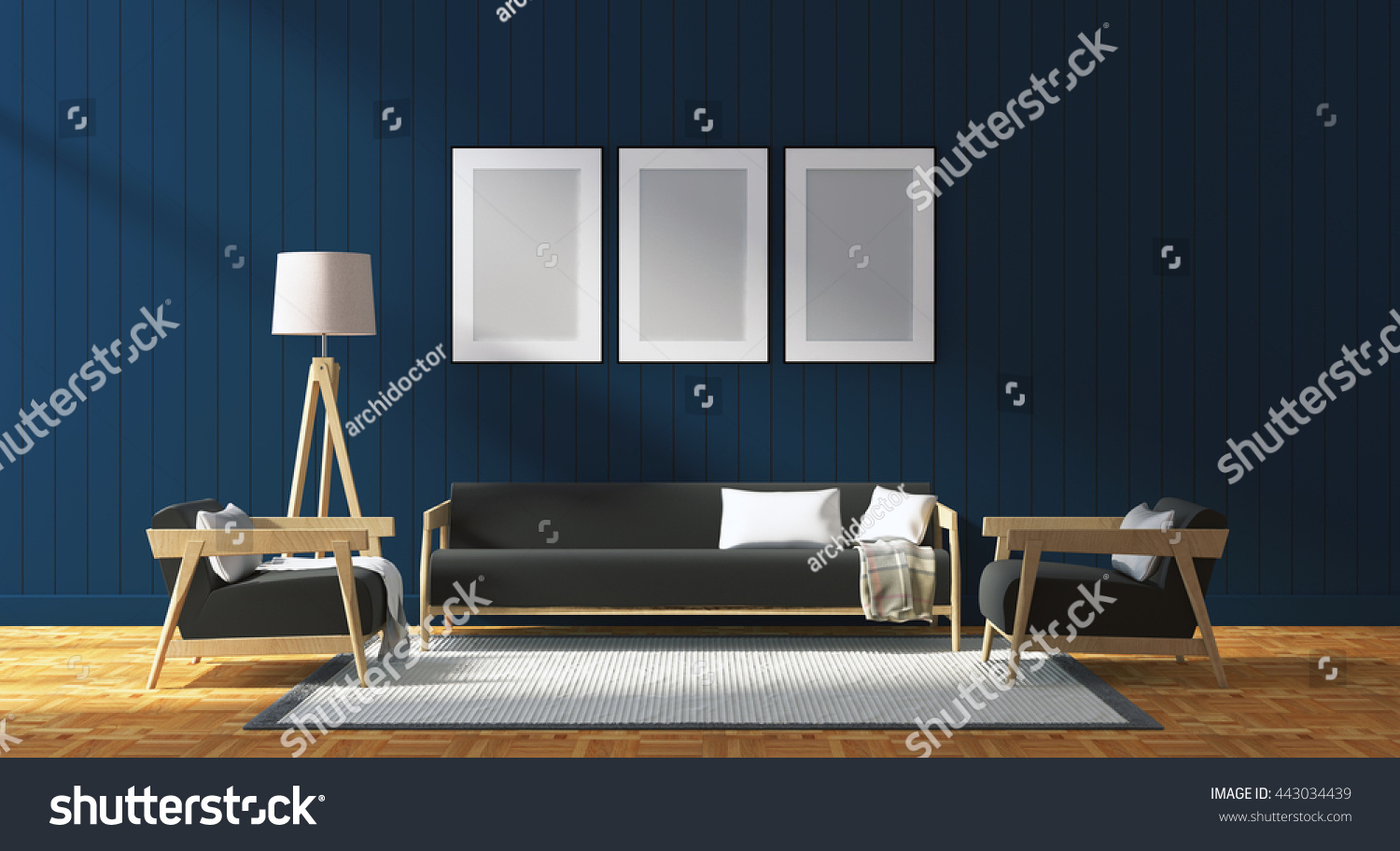 Simple Living Room Navy Blue Wall Stock Illustration 443034439,Round Chandelier Over Rectangular Table