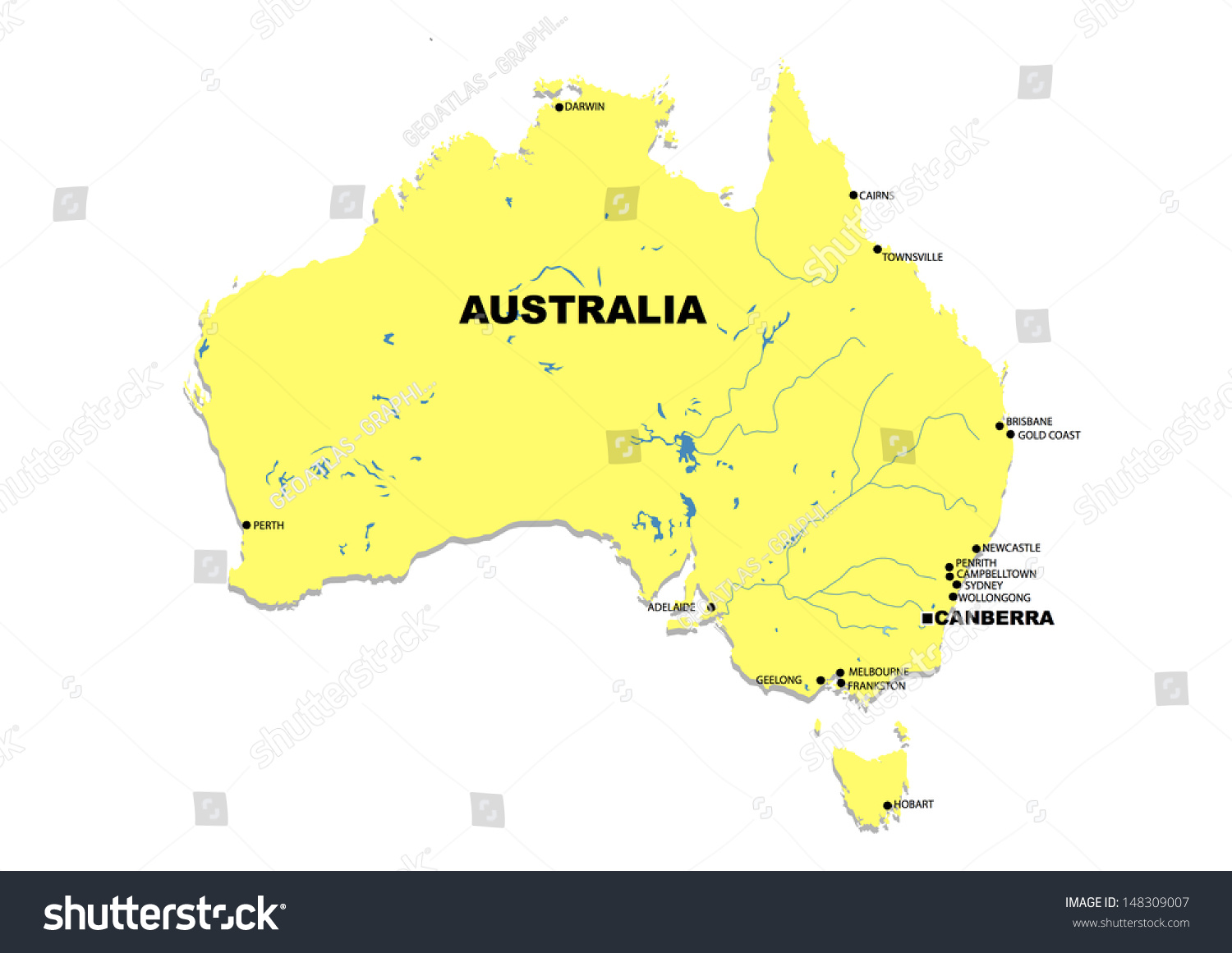 Simple Map Australia Stock Illustration 148309007