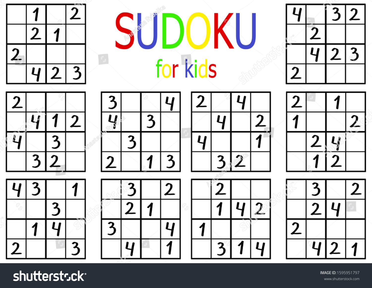 simple sudoku puzzles kids logical number stock illustration 1595951797