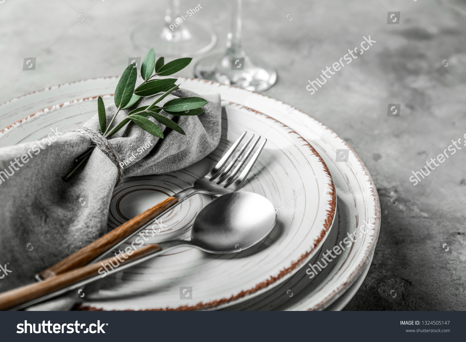 Simple Table Setting Restaurant Stock Photo Edit Now 1324505147