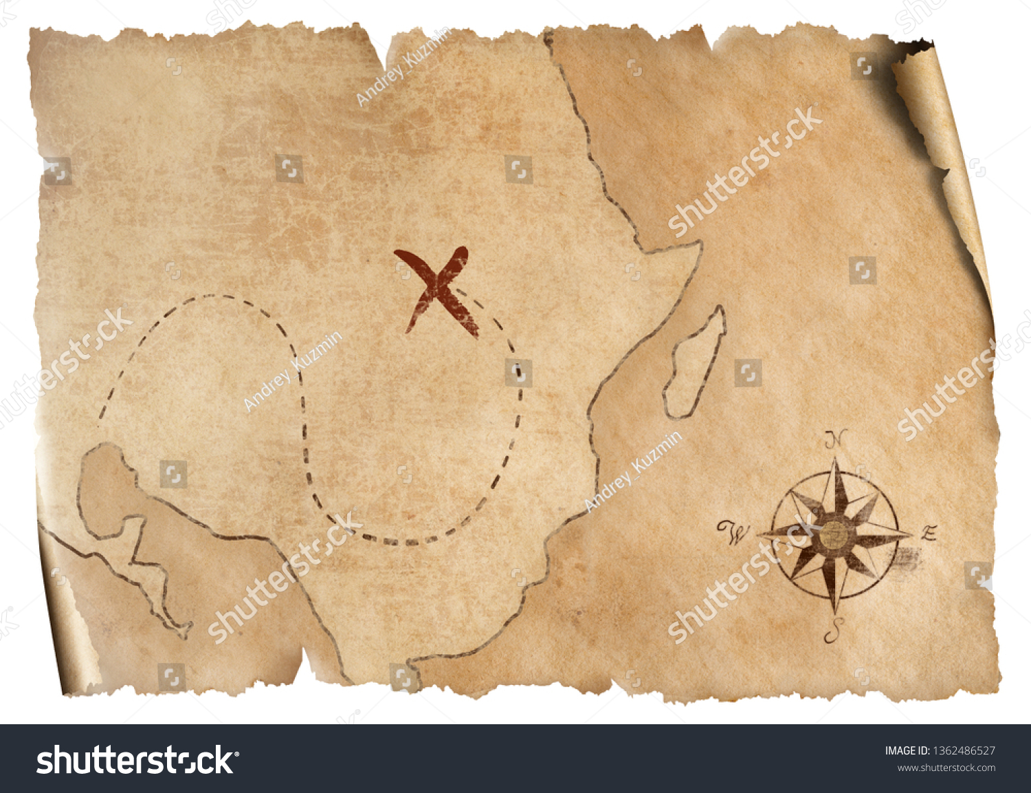 Simple Treasure Map Isolated Stock Illustration 1362486527 | Shutterstock