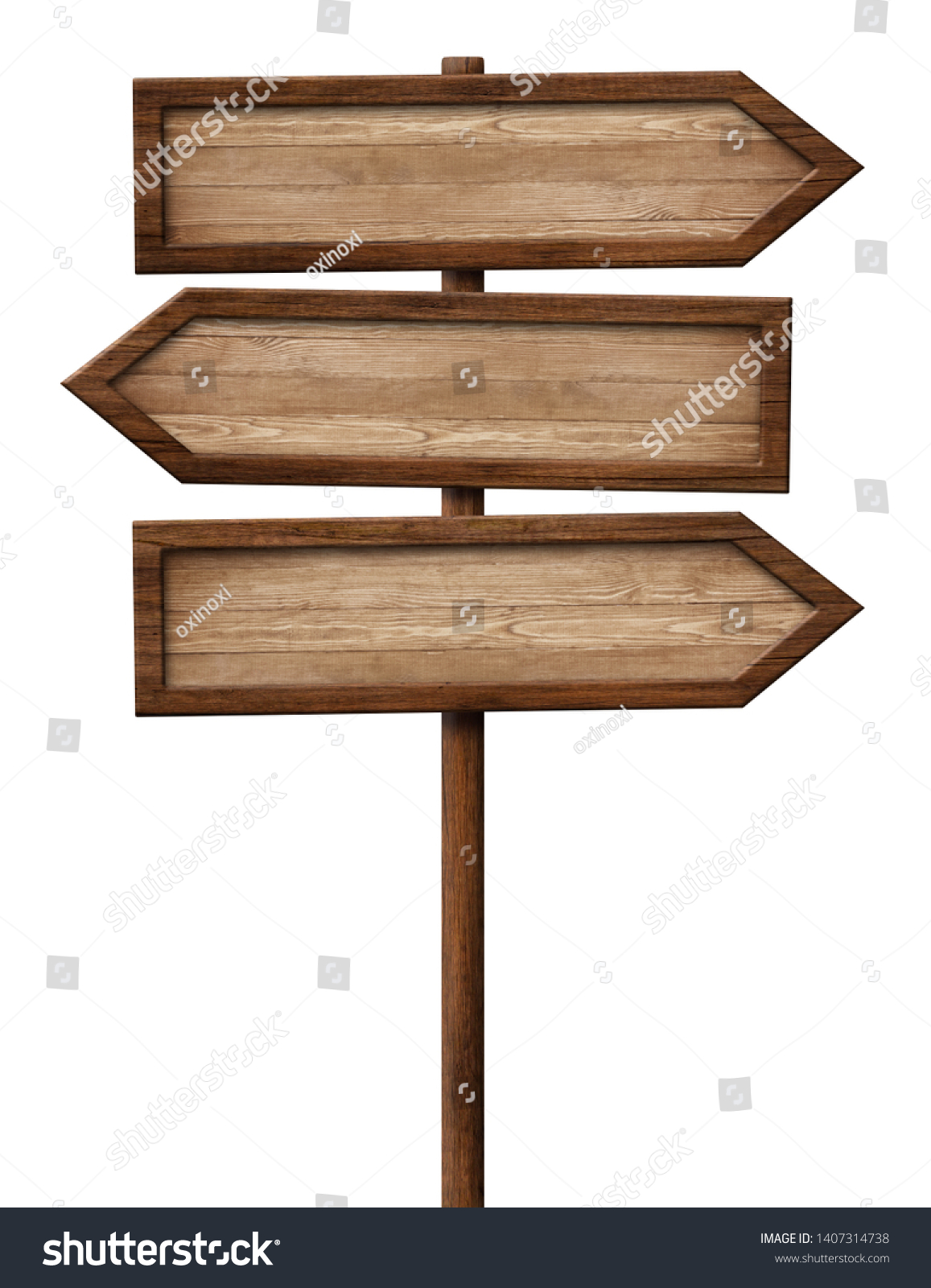 Simple Wooden Tripple Direction Arrow Signpost Stock Photo 1407314738 ...