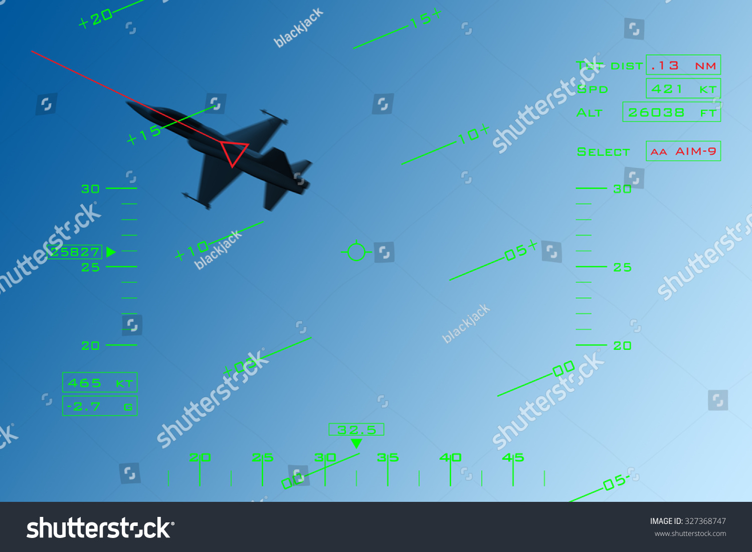 Simulation Hud Headup Display Fighter Intercepting Stock Illustration