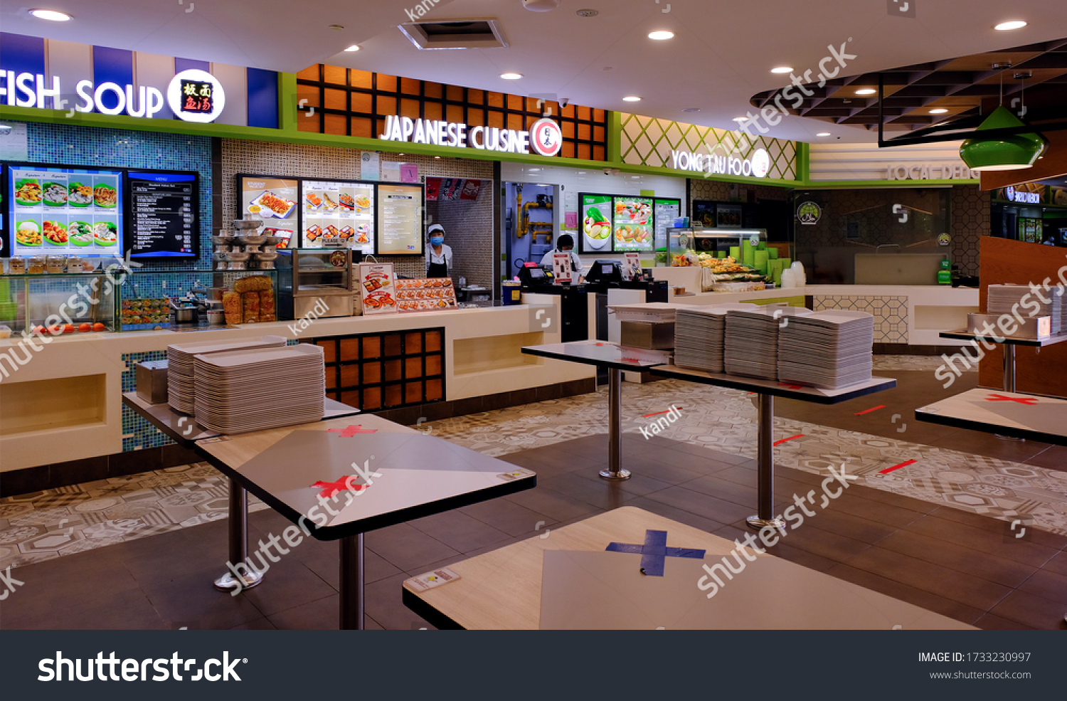 Singapore May Food Court Empty No Business Finance Stock Image