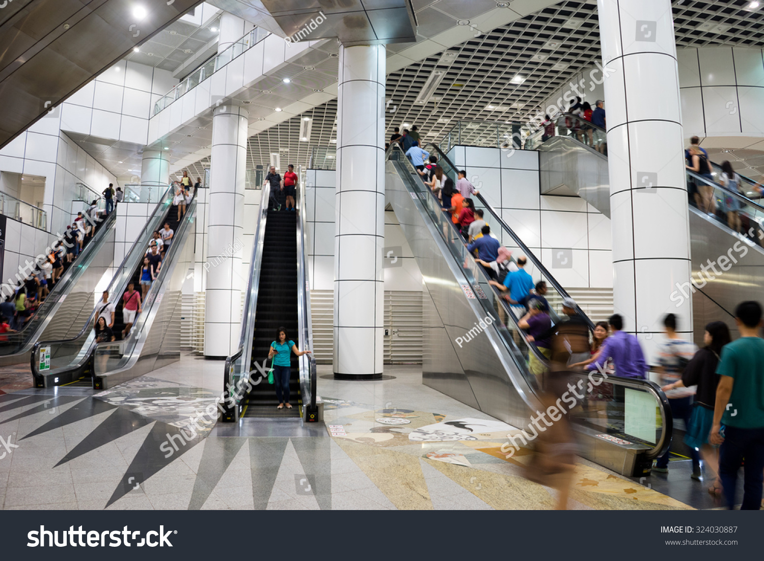 Singapore - September 13th, 2015: Unidentified People Using Underground ...