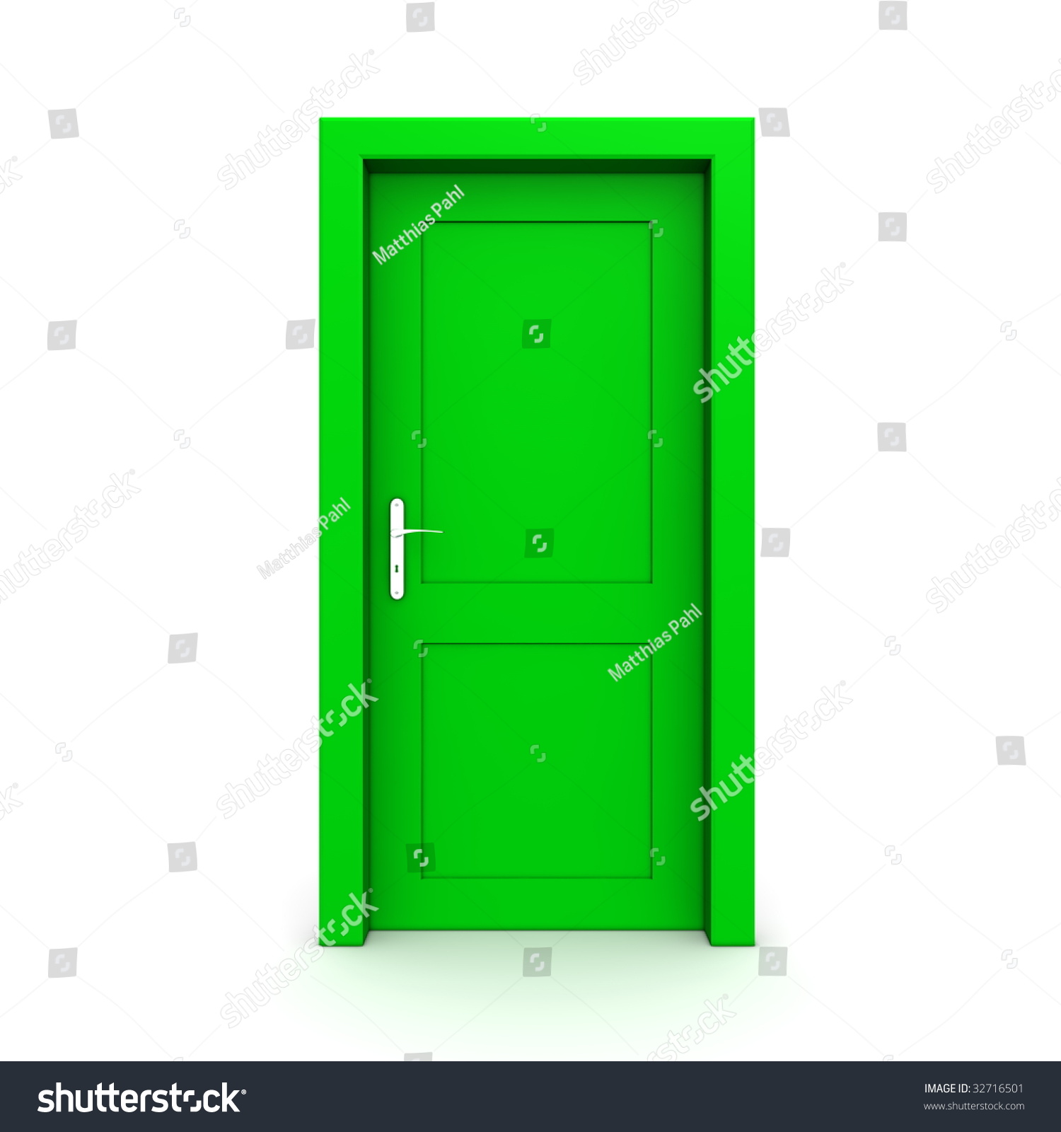 Single Green Door Closed Door Frame Stock Illustration 32716501