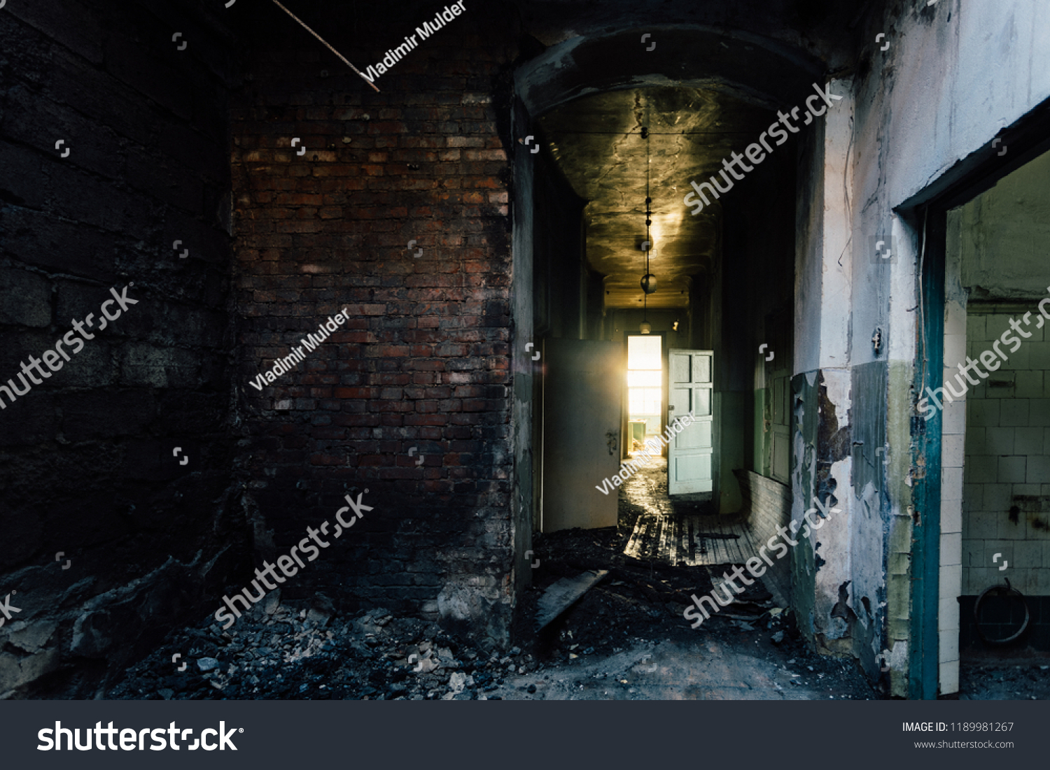 Sinister Creepy Corridor Abandoned Hospital After Stock Photo