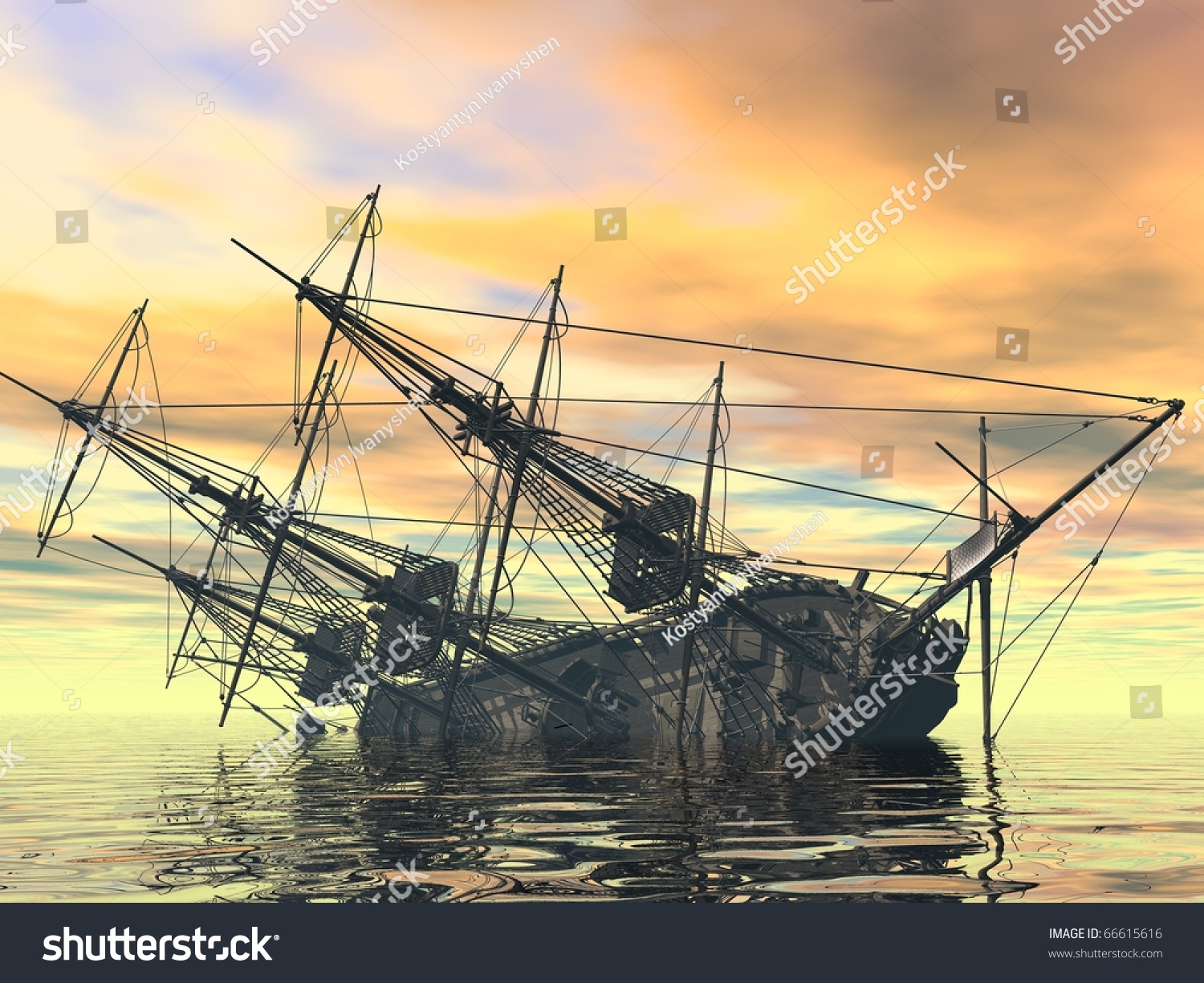 Sinking Ship Stock Illustration 66615616 - Shutterstock