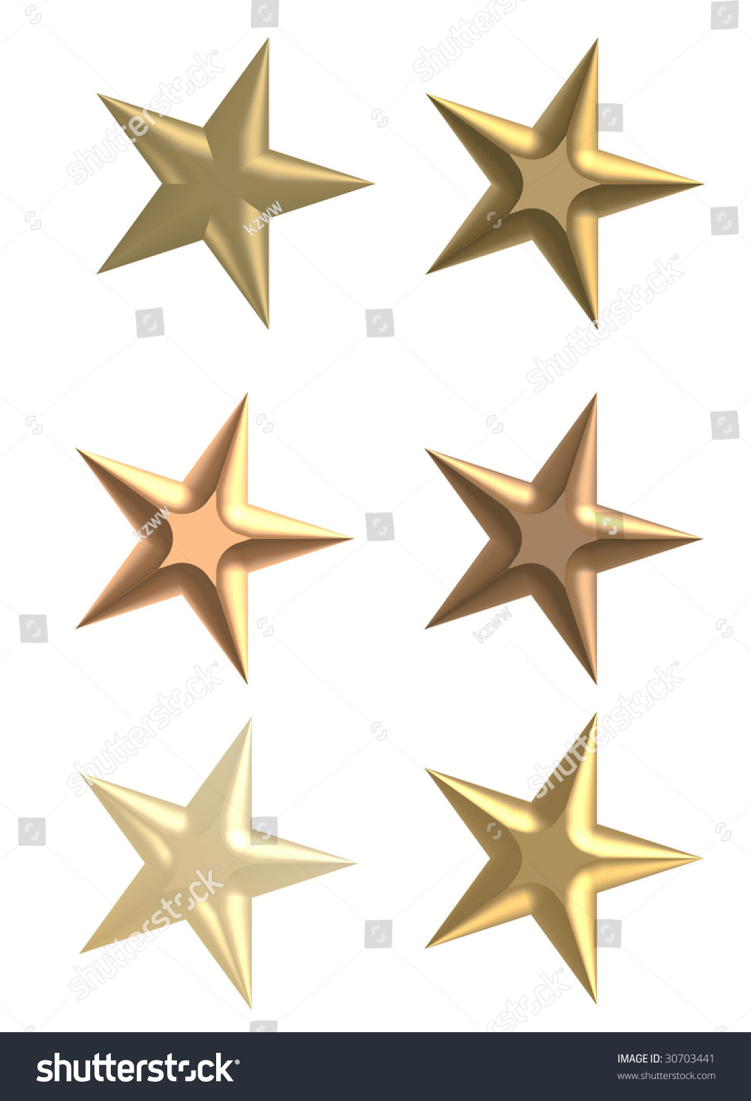 Six Gold(En) Stars With Rounded By Sidebar On White Background Stock ...