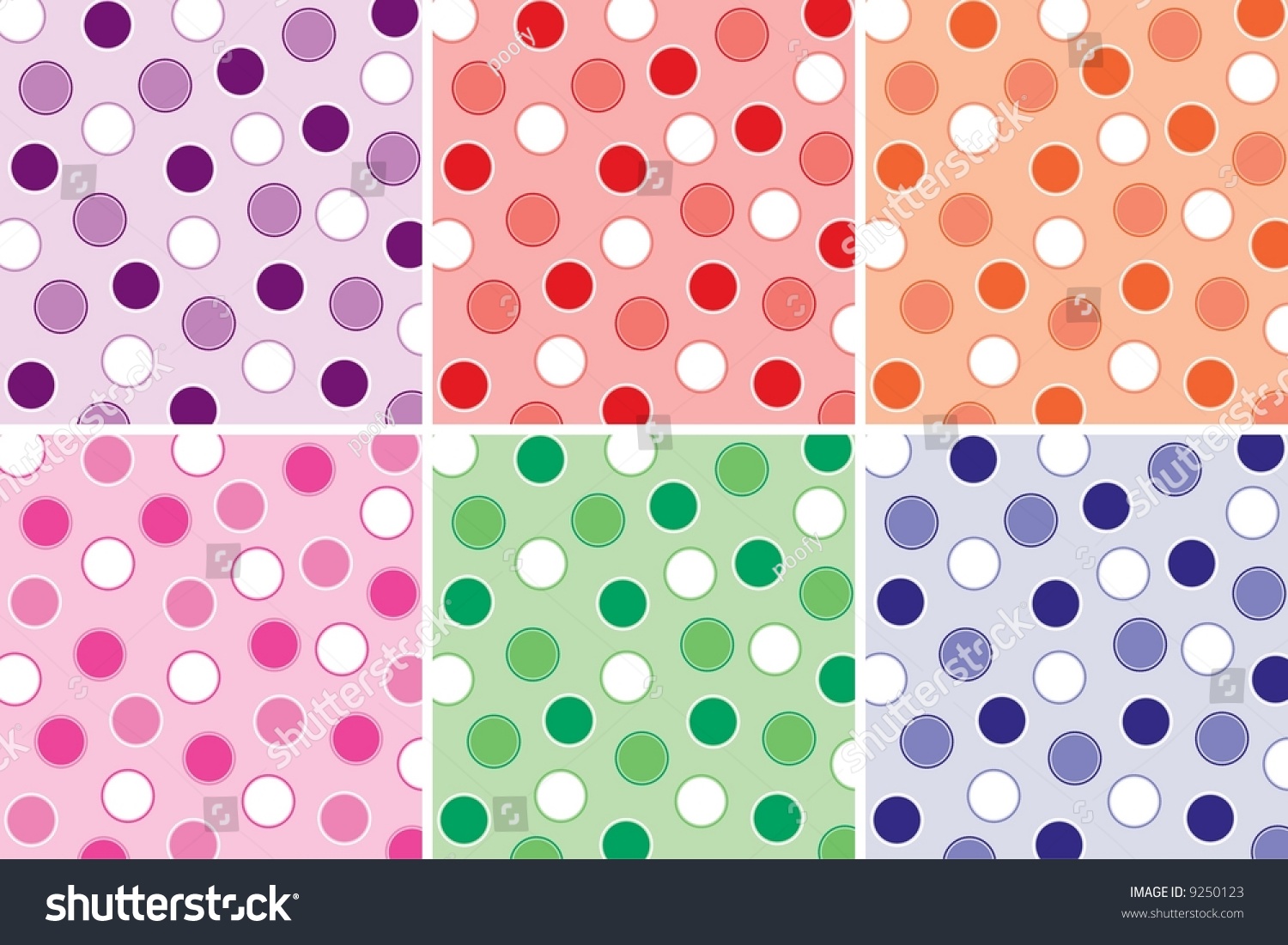 Six Polka Dot Patterns Stock Photo 9250123 : Shutterstock