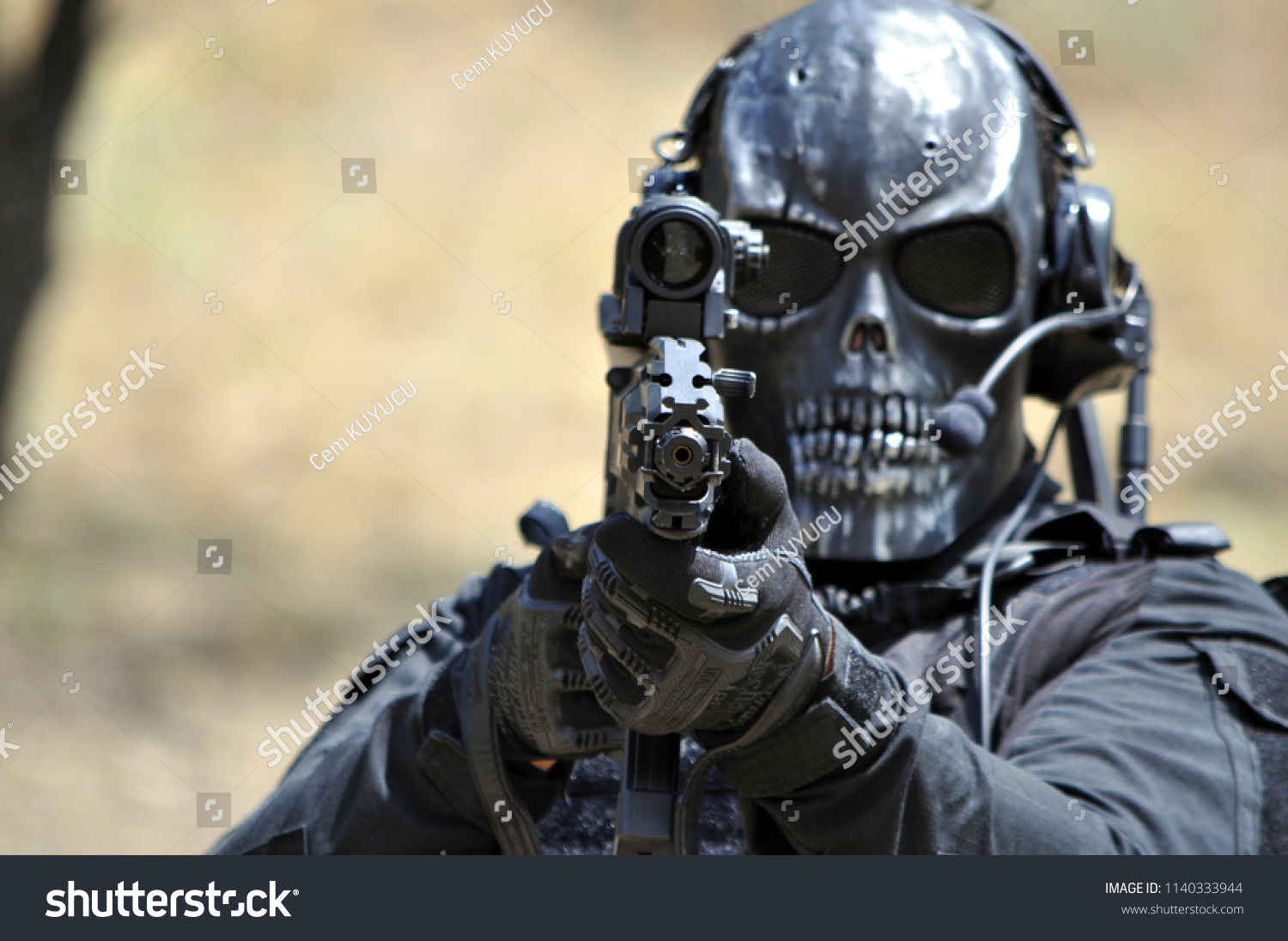 Download Skeleton Masked Airsoft Player Sports Recreation Stock Image 1140333944 PSD Mockup Templates