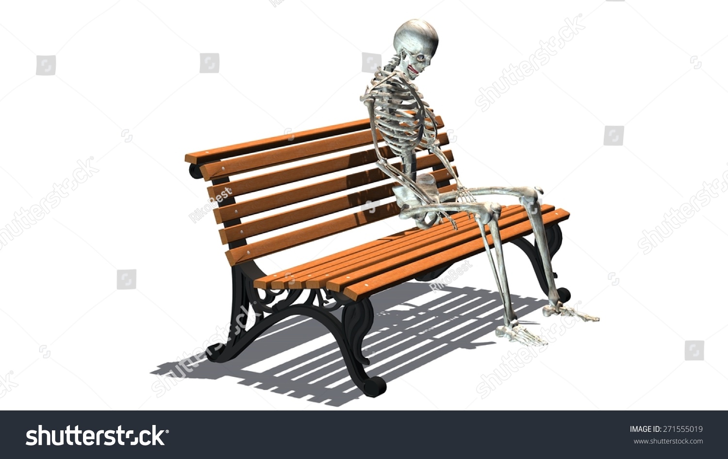 Skeleton Sitting On Park Bench Separated Stock Illustration 271555019