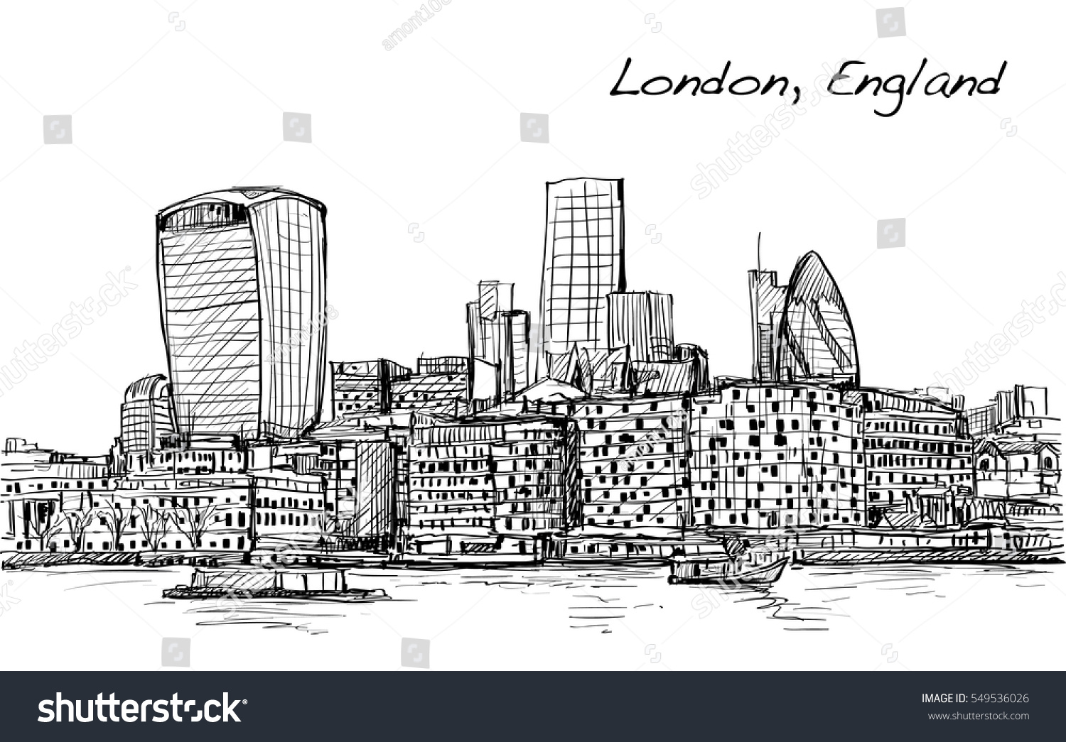 Sketch City Scape London England Show Stock Illustration 549536026 ...