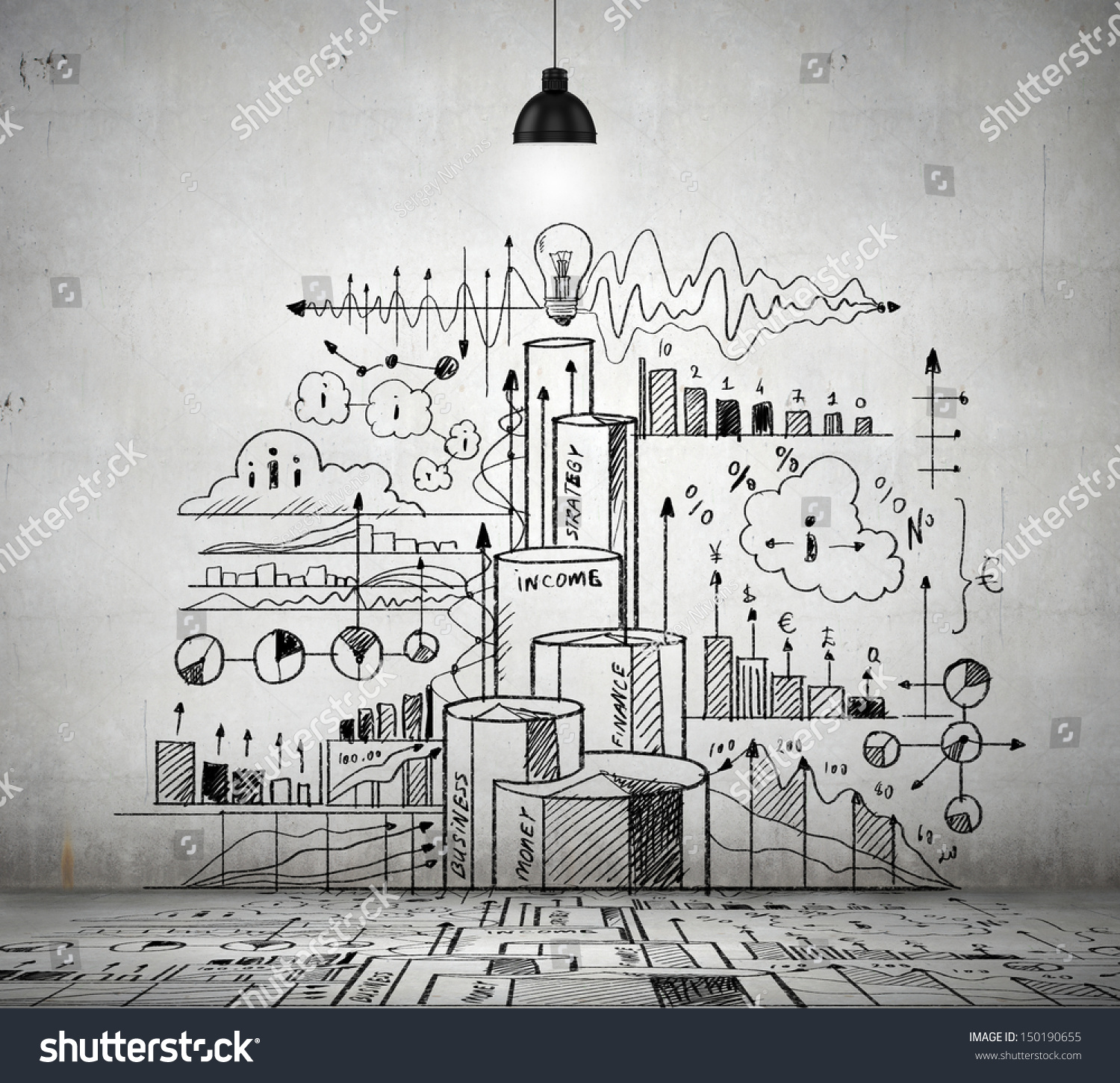 Sketch Drawing Ideas On Wall Collage Stock Image Download Now