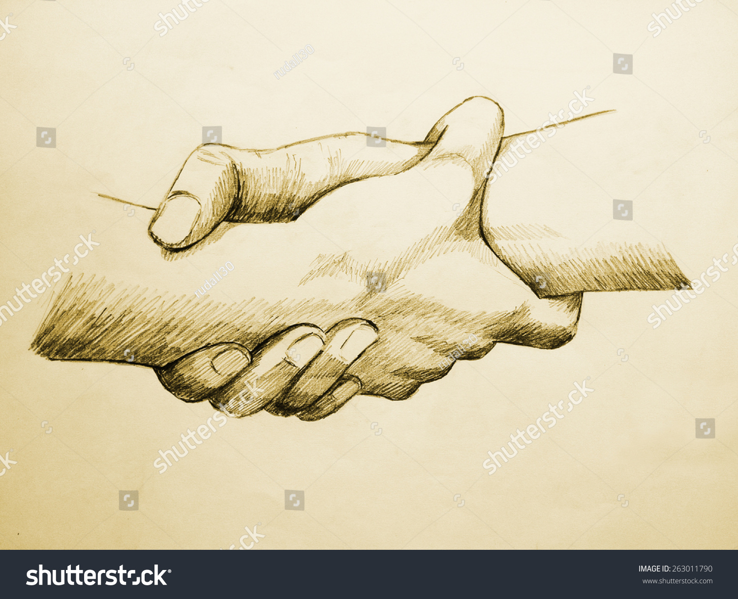 Sketch Illustration Two Hands Holding Each Stock Illustration 263011790