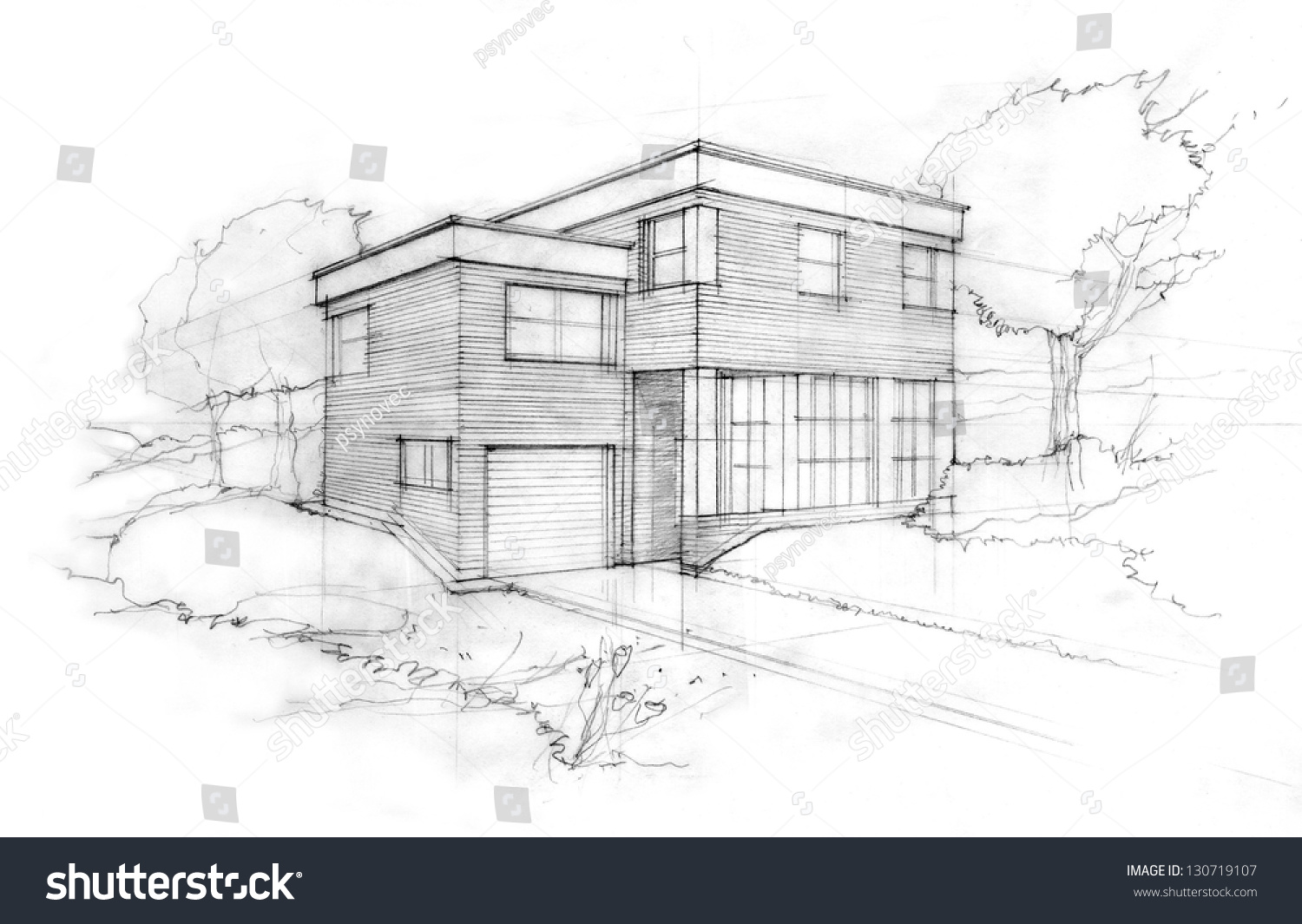 Sketch Modern ubic House First Idea Stock Illustration 130719107 ... Sketch Modern ubic House First Idea Stock Illustration 130719107 ... - ^