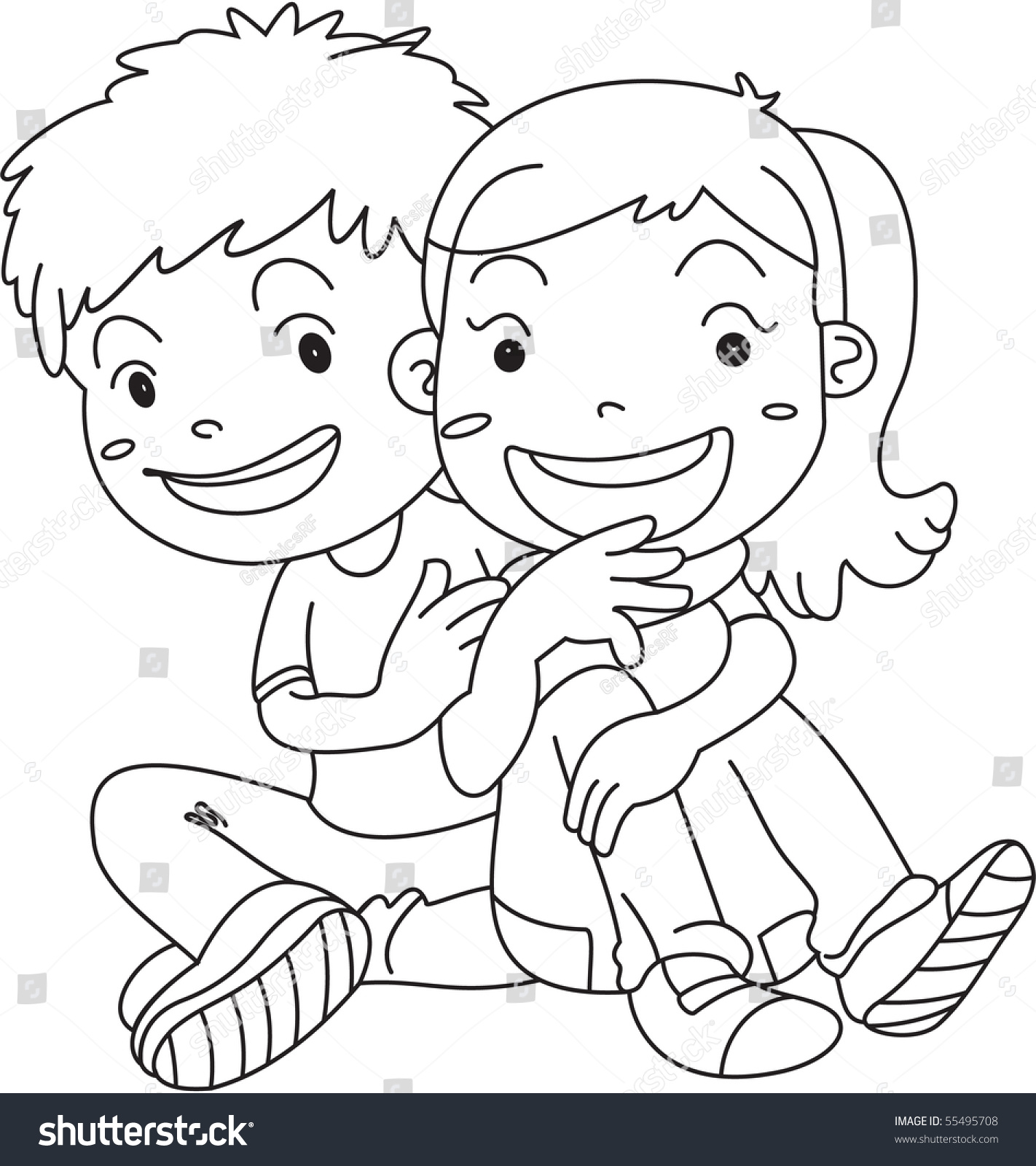 Sketch Of Boy And Girl On White Background Stock Photo 55495708 ...