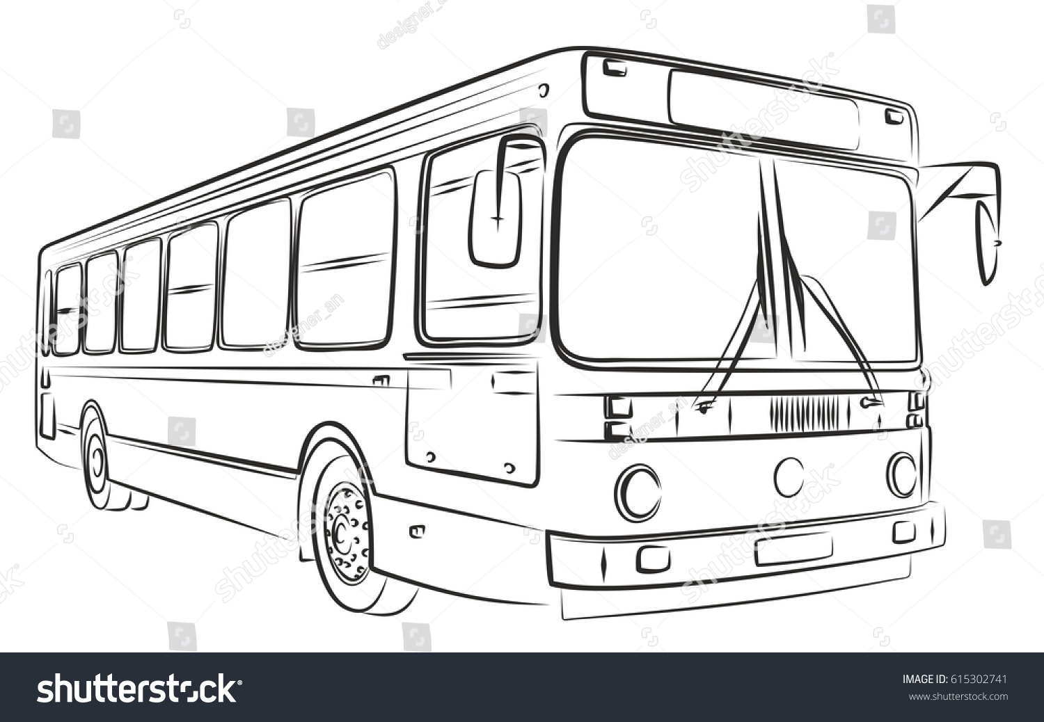 Sketch Bus Stock Illustration 615302741 - Shutterstock