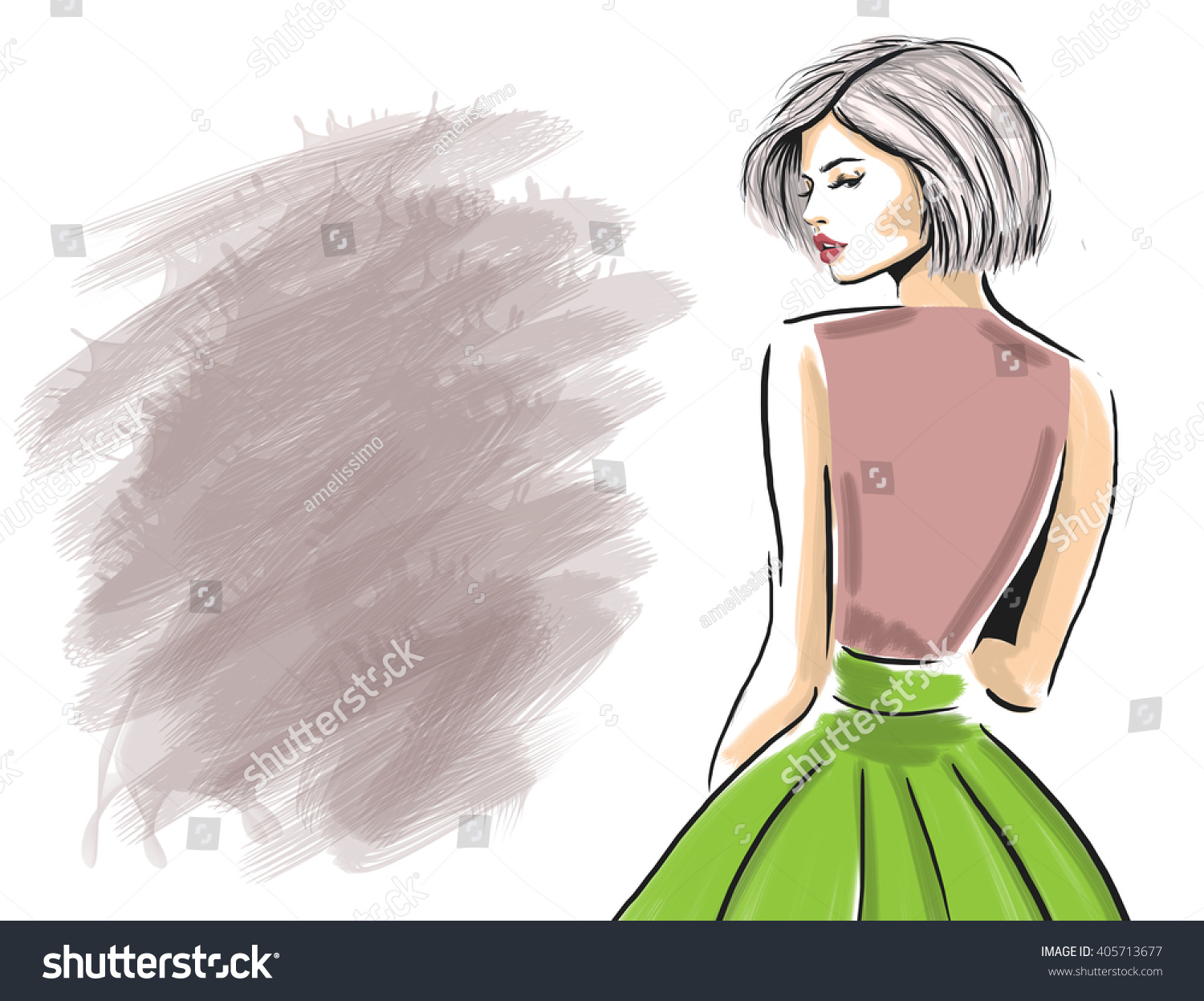 髪 女性 後ろ姿 のイラスト素材 画像 ベクター画像 Shutterstock